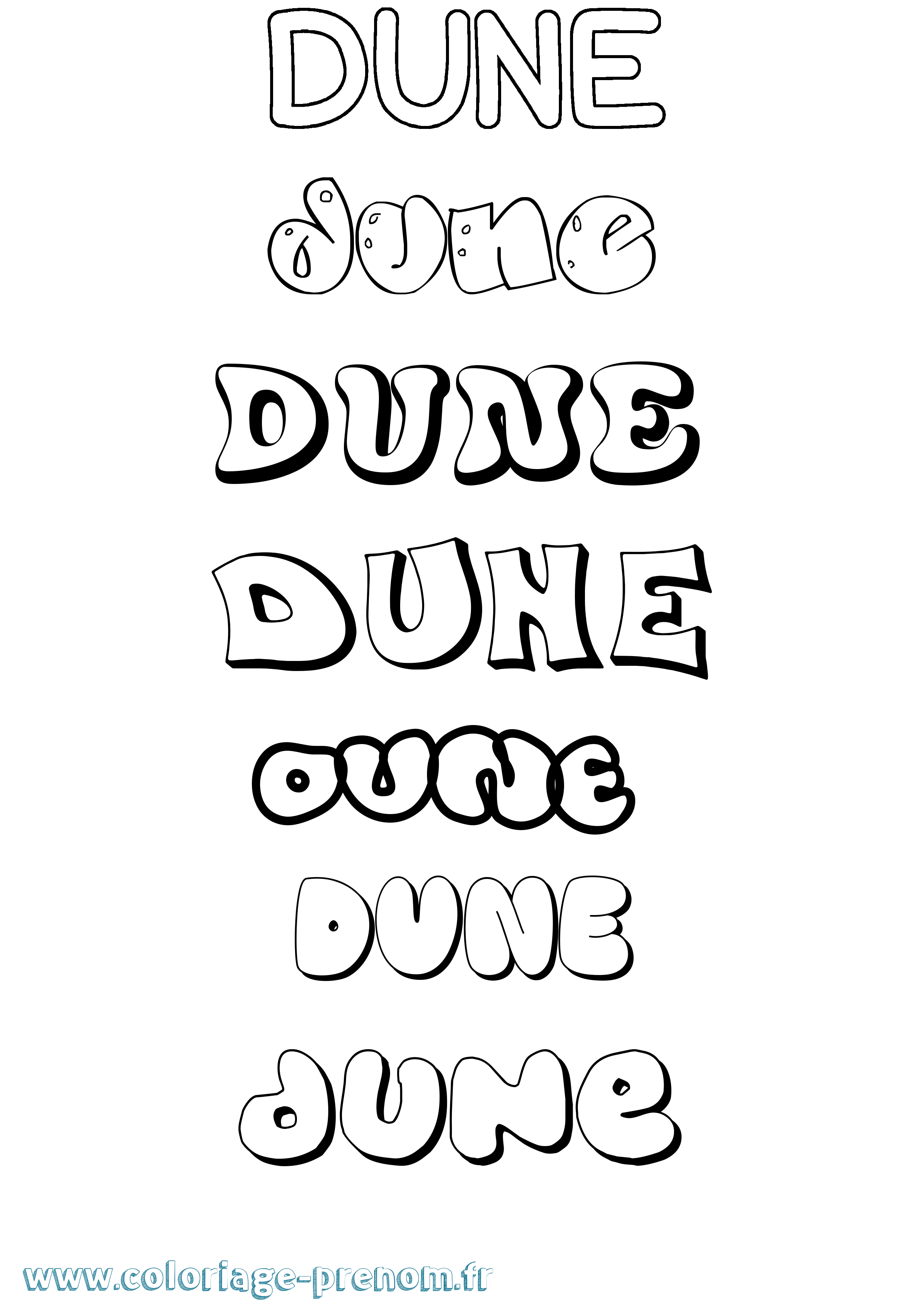Coloriage prénom Dune