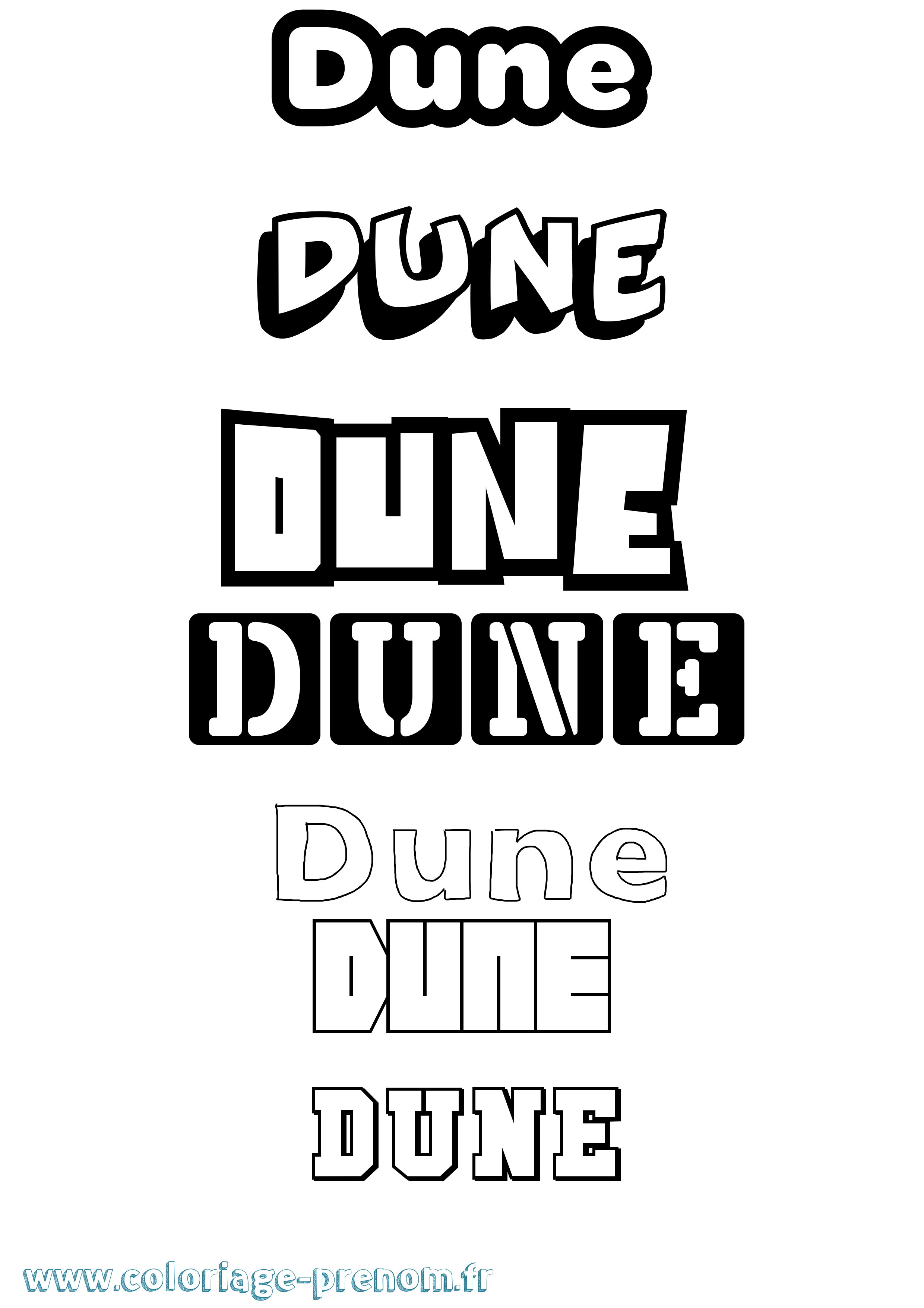 Coloriage prénom Dune