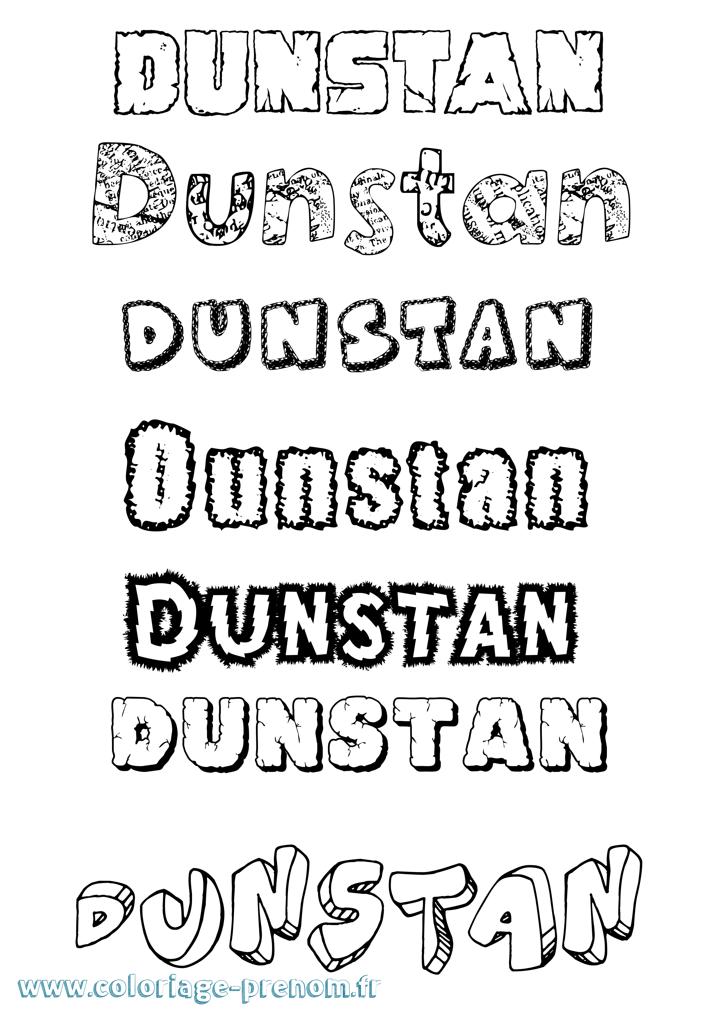 Coloriage prénom Dunstan Destructuré