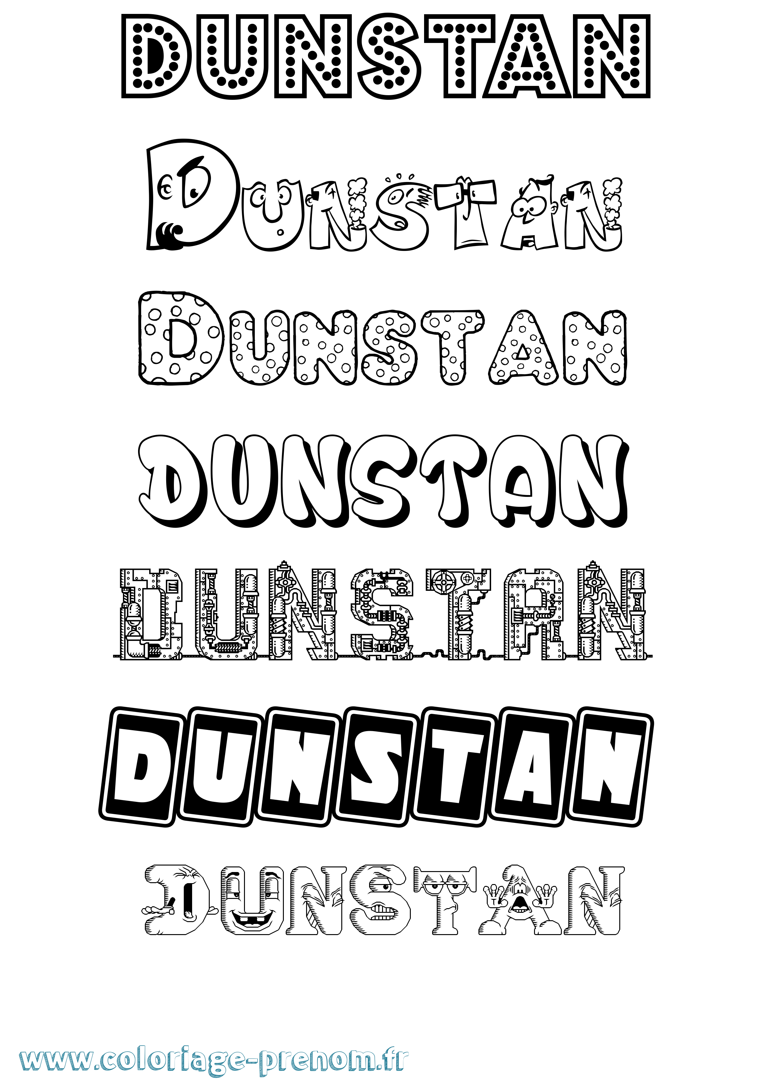 Coloriage prénom Dunstan Fun