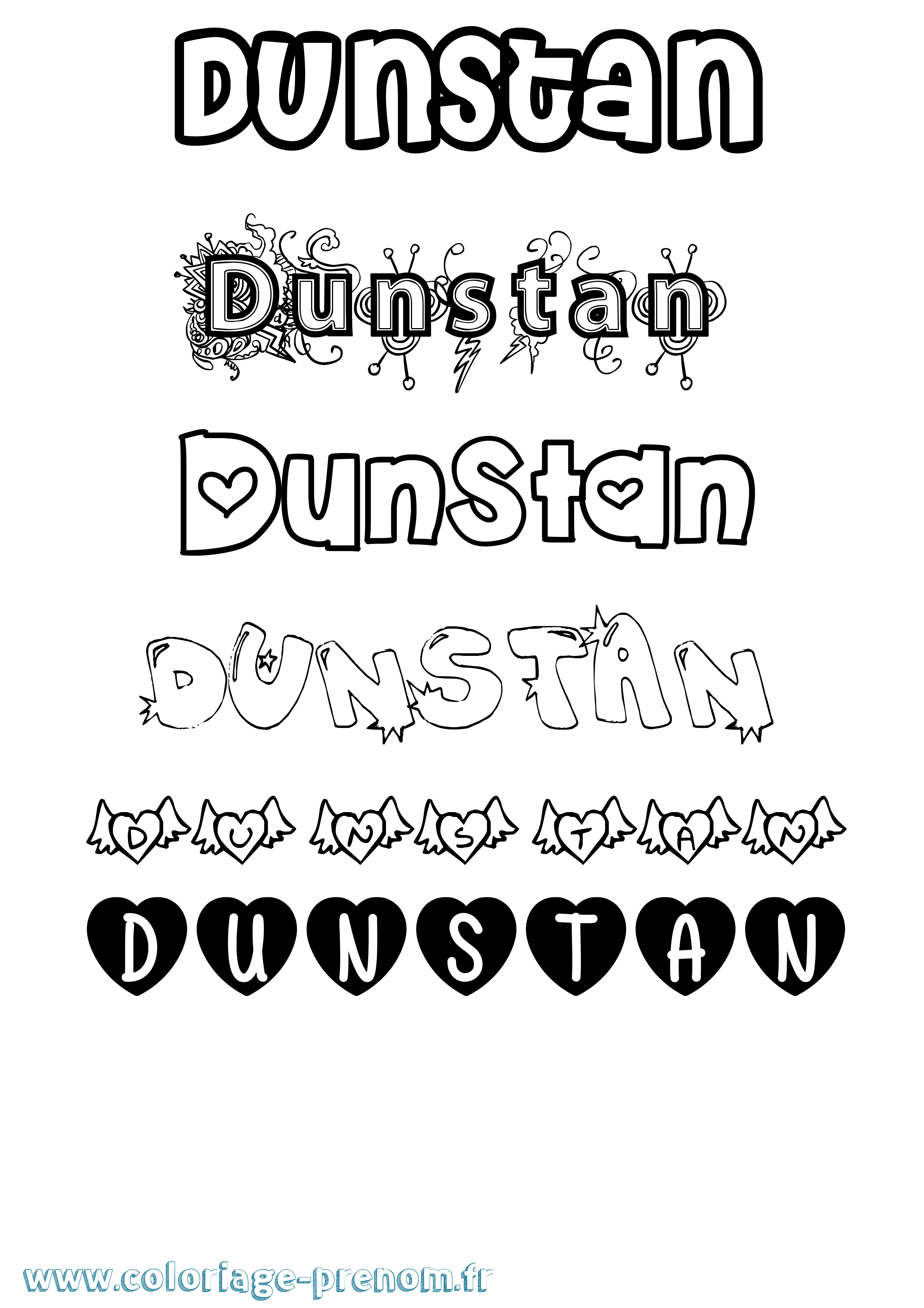 Coloriage prénom Dunstan Girly