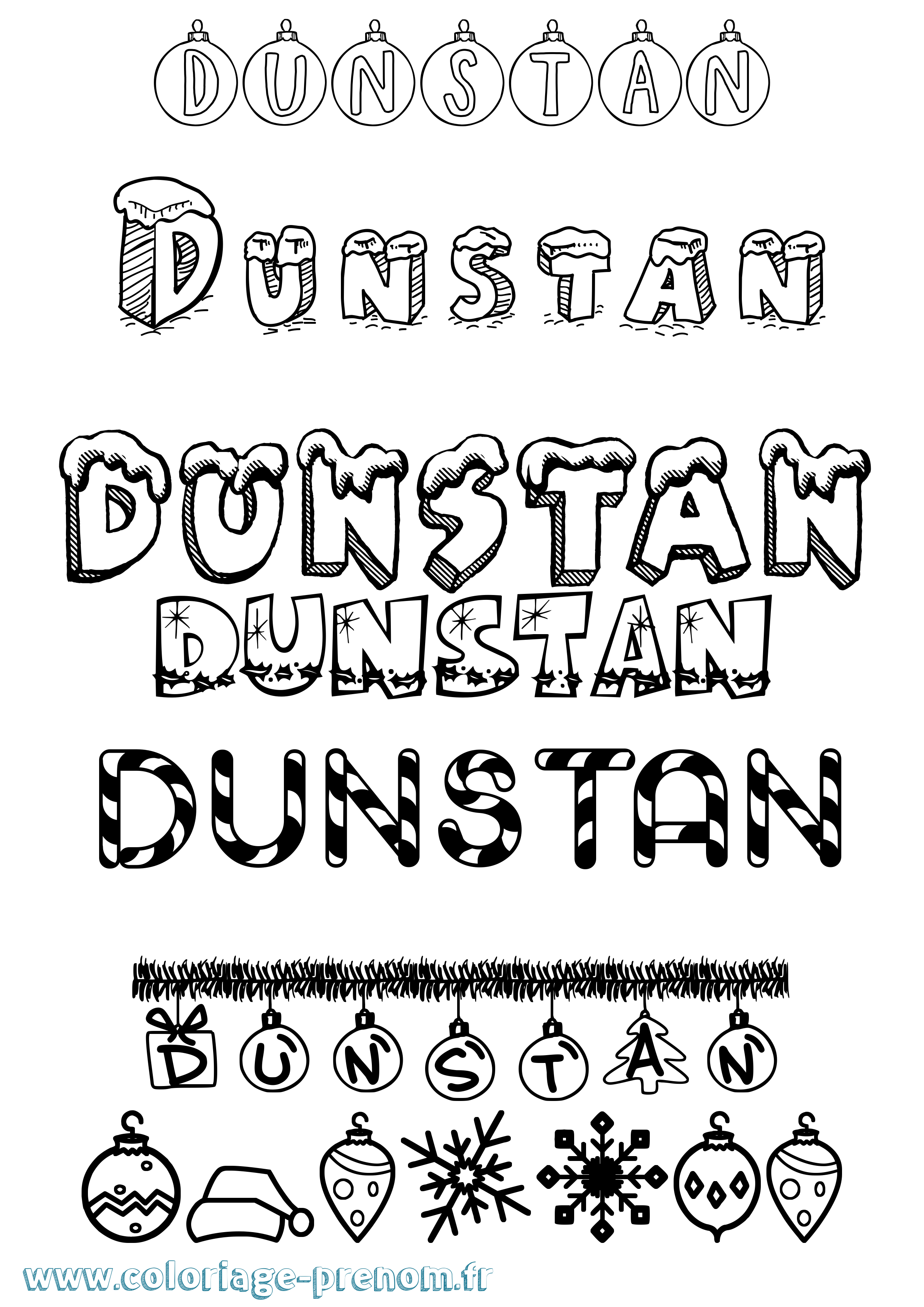 Coloriage prénom Dunstan Noël