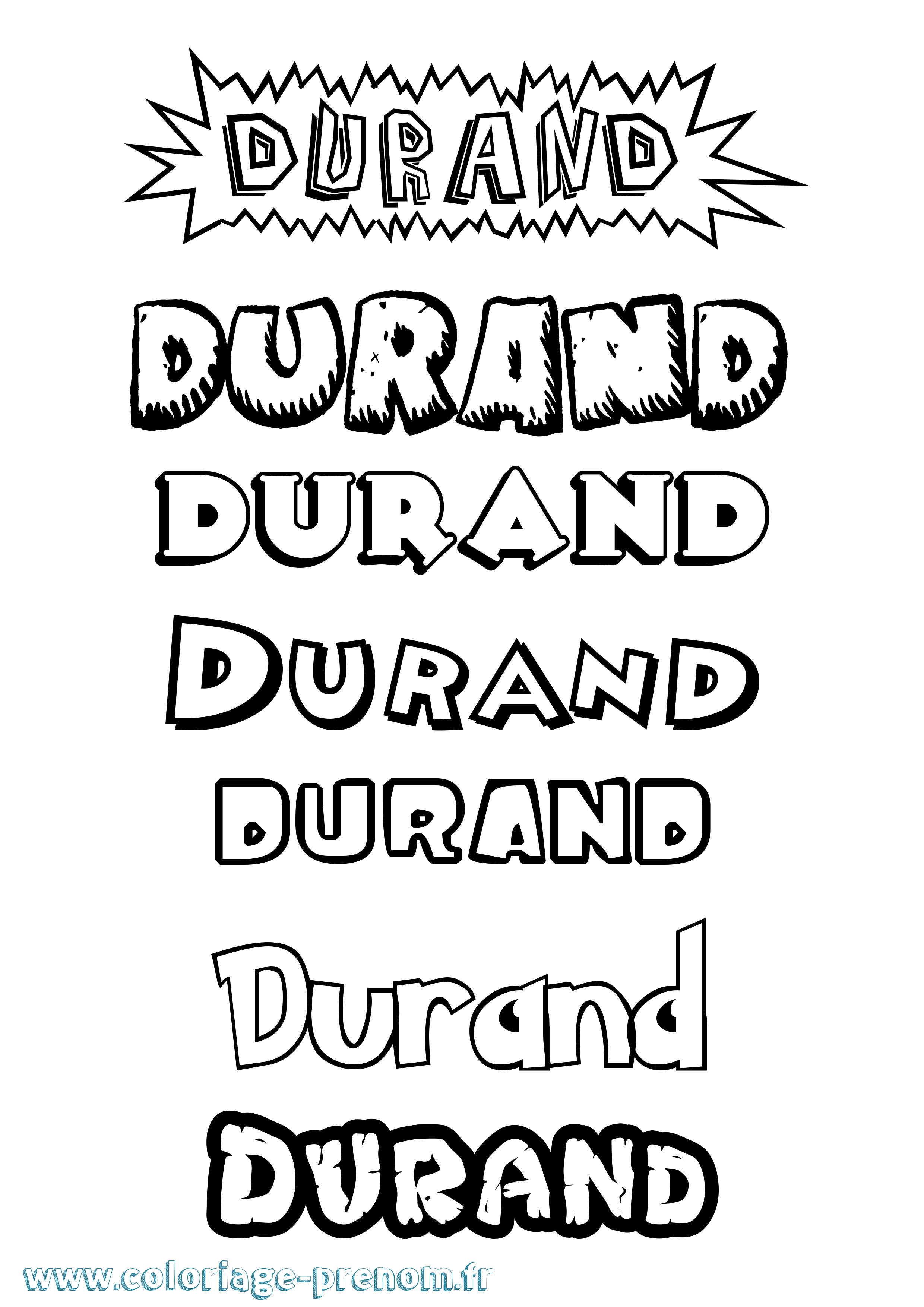 Coloriage prénom Durand Dessin Animé