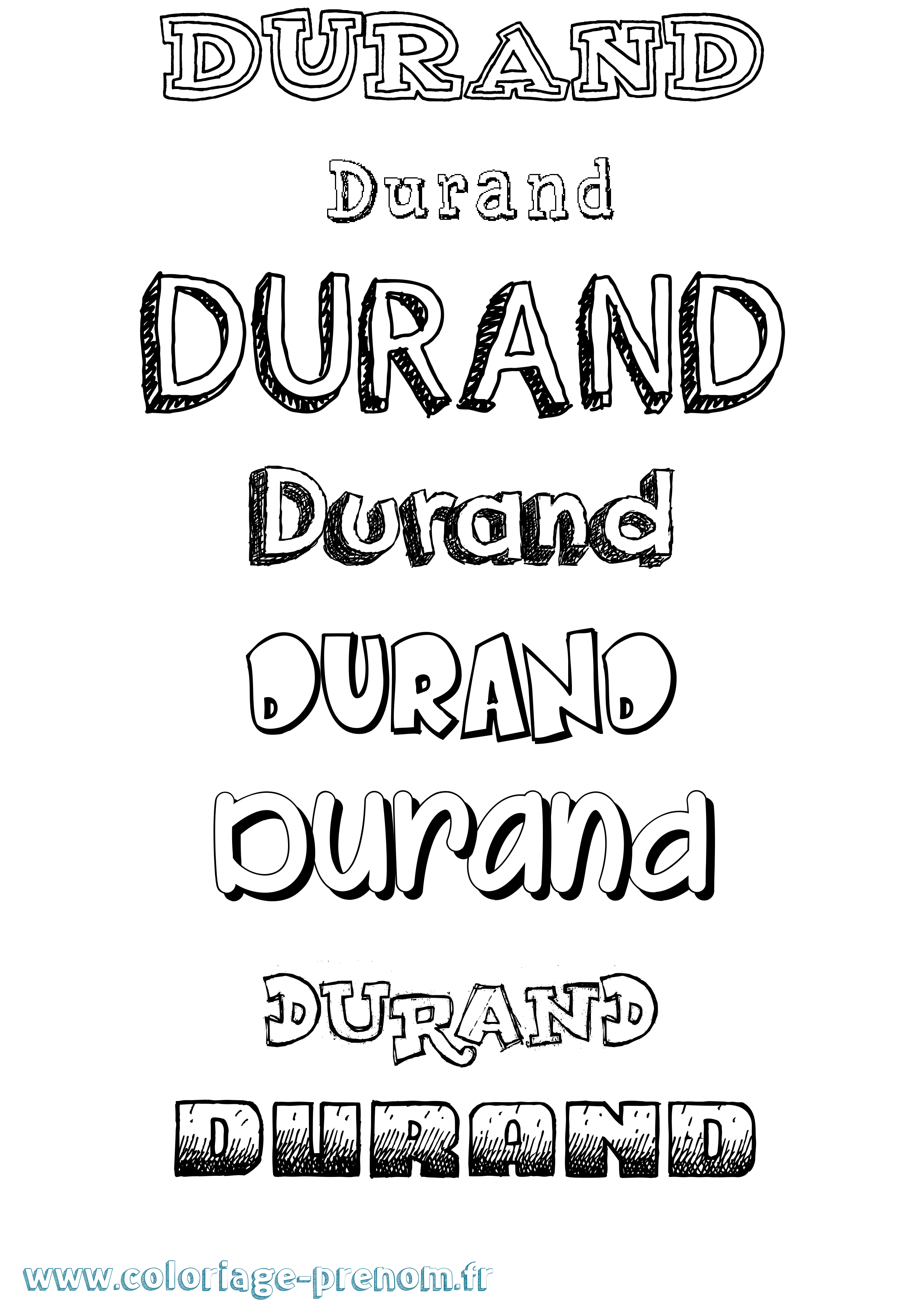 Coloriage prénom Durand Dessiné