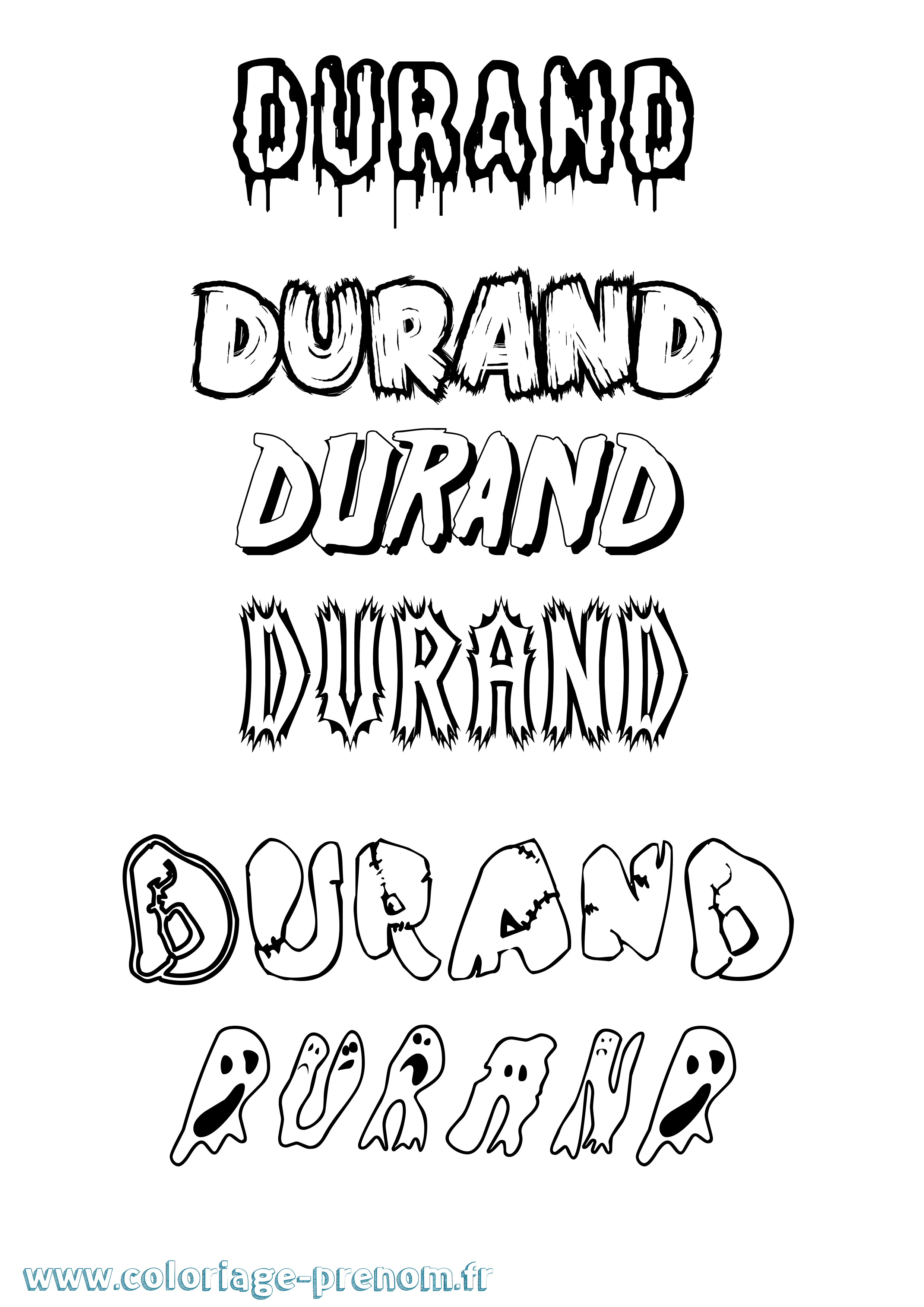 Coloriage prénom Durand Frisson