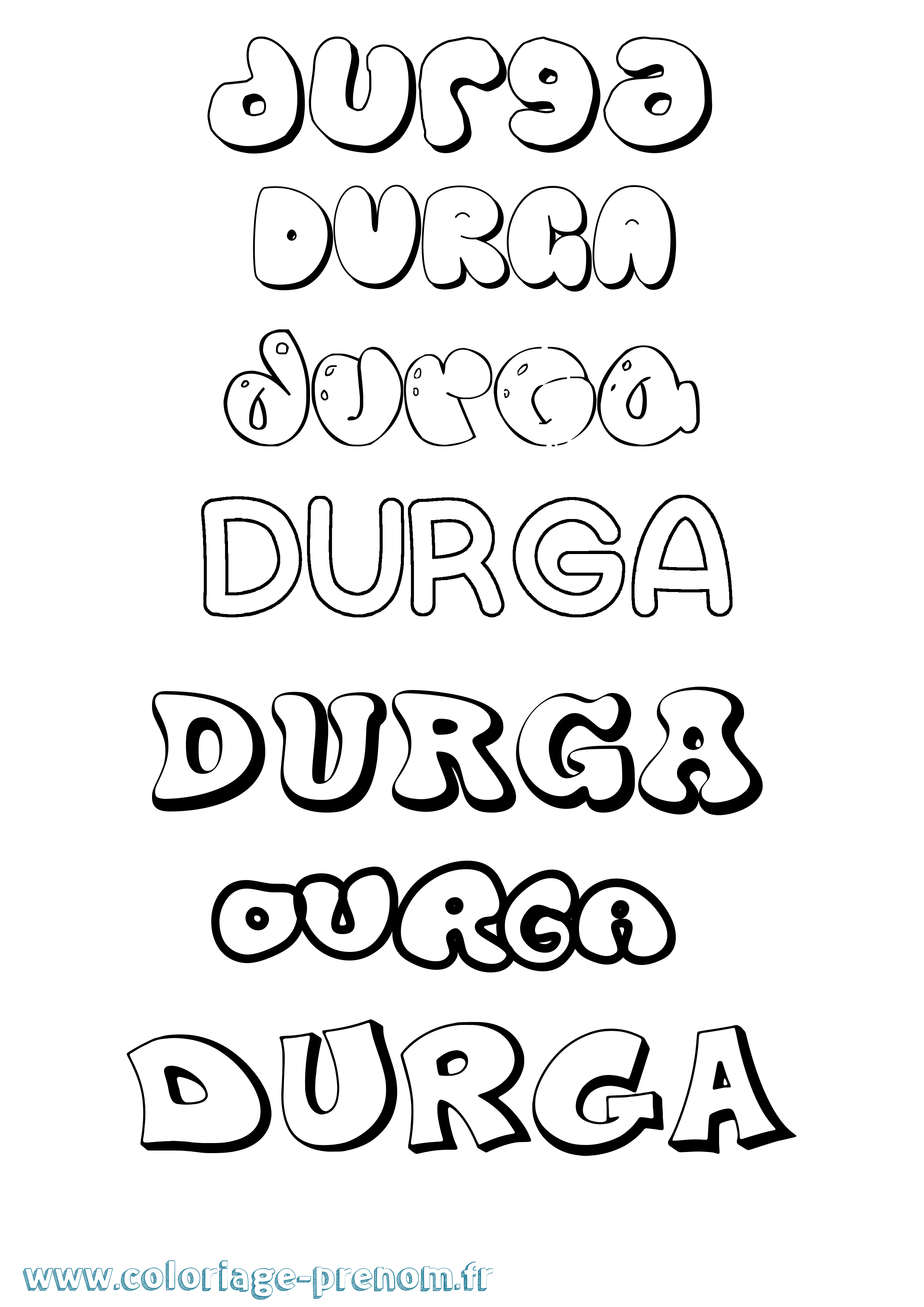 Coloriage prénom Durga Bubble