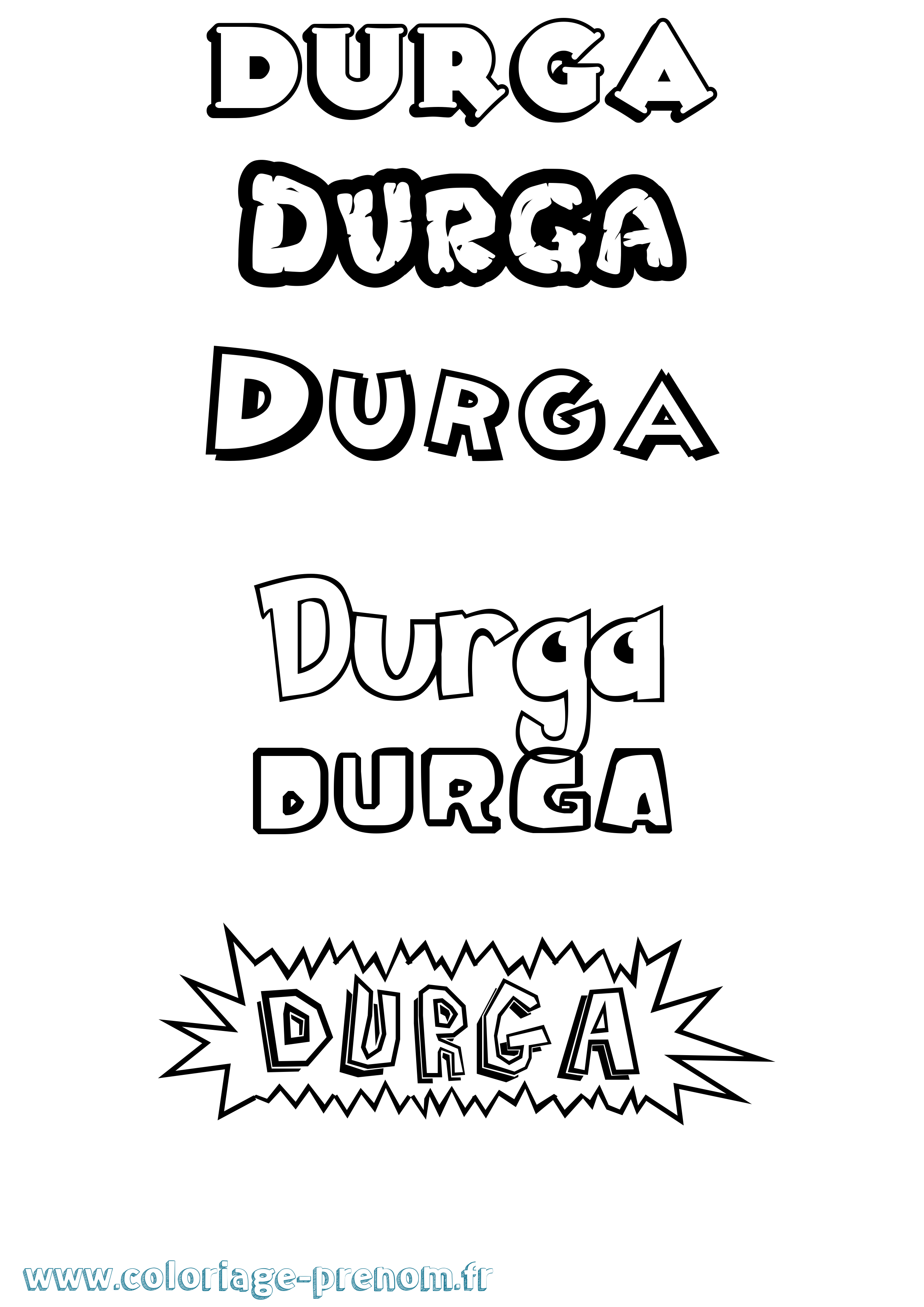 Coloriage prénom Durga Dessin Animé