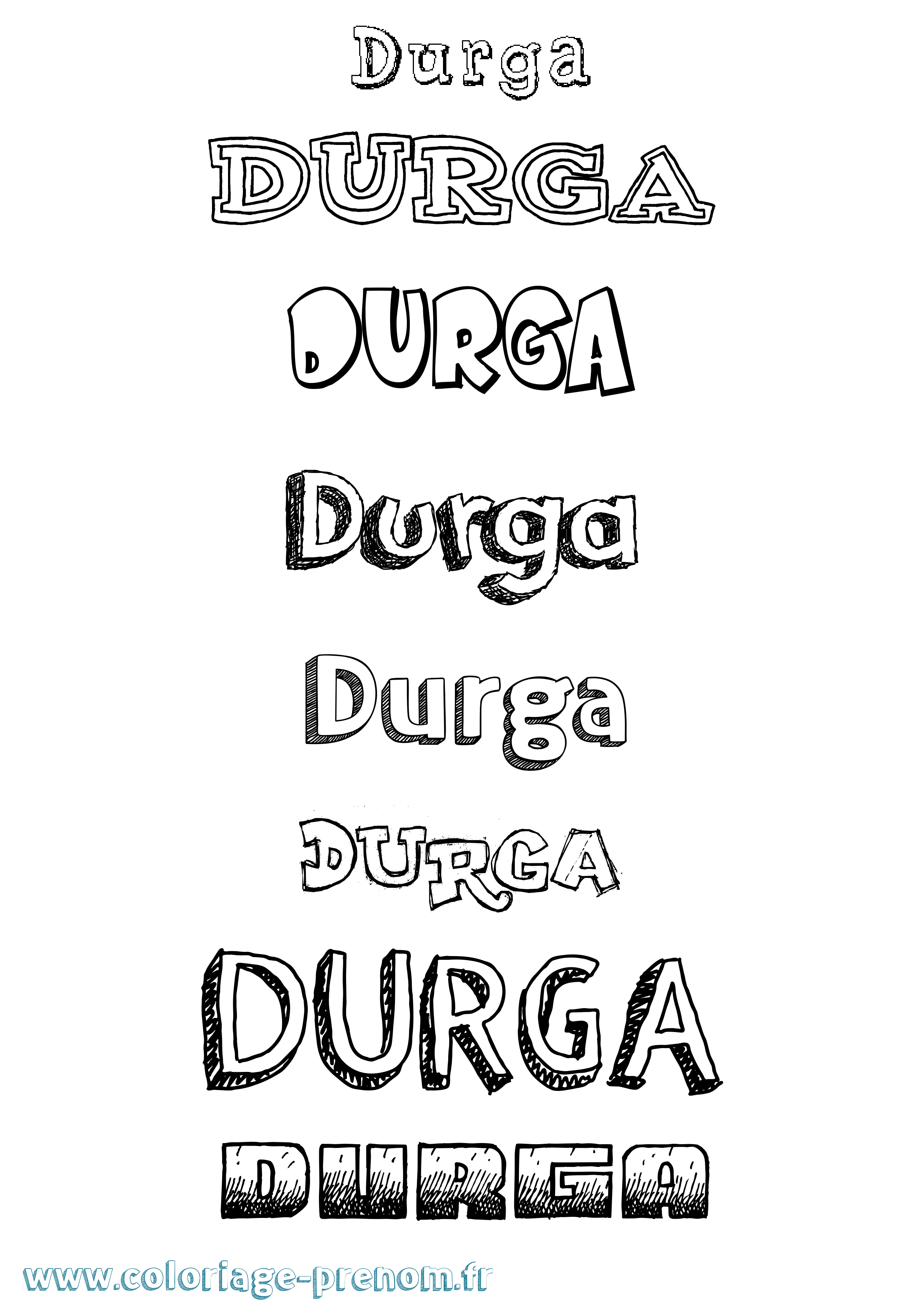 Coloriage prénom Durga Dessiné
