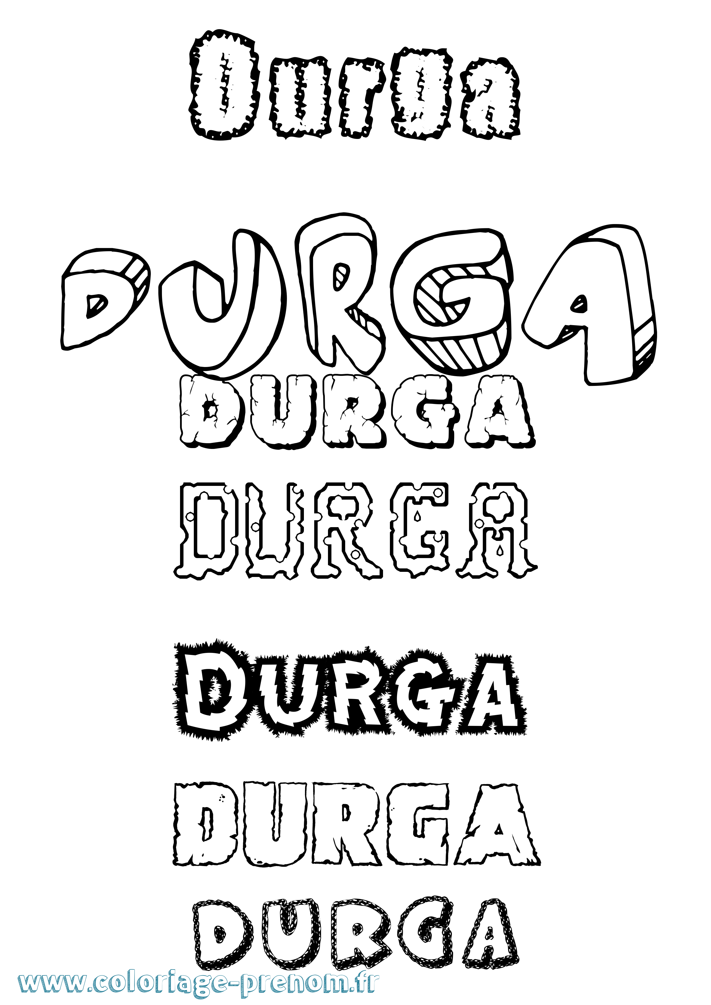 Coloriage Durga Destructuré Coloriage prénom Durga Destructuré