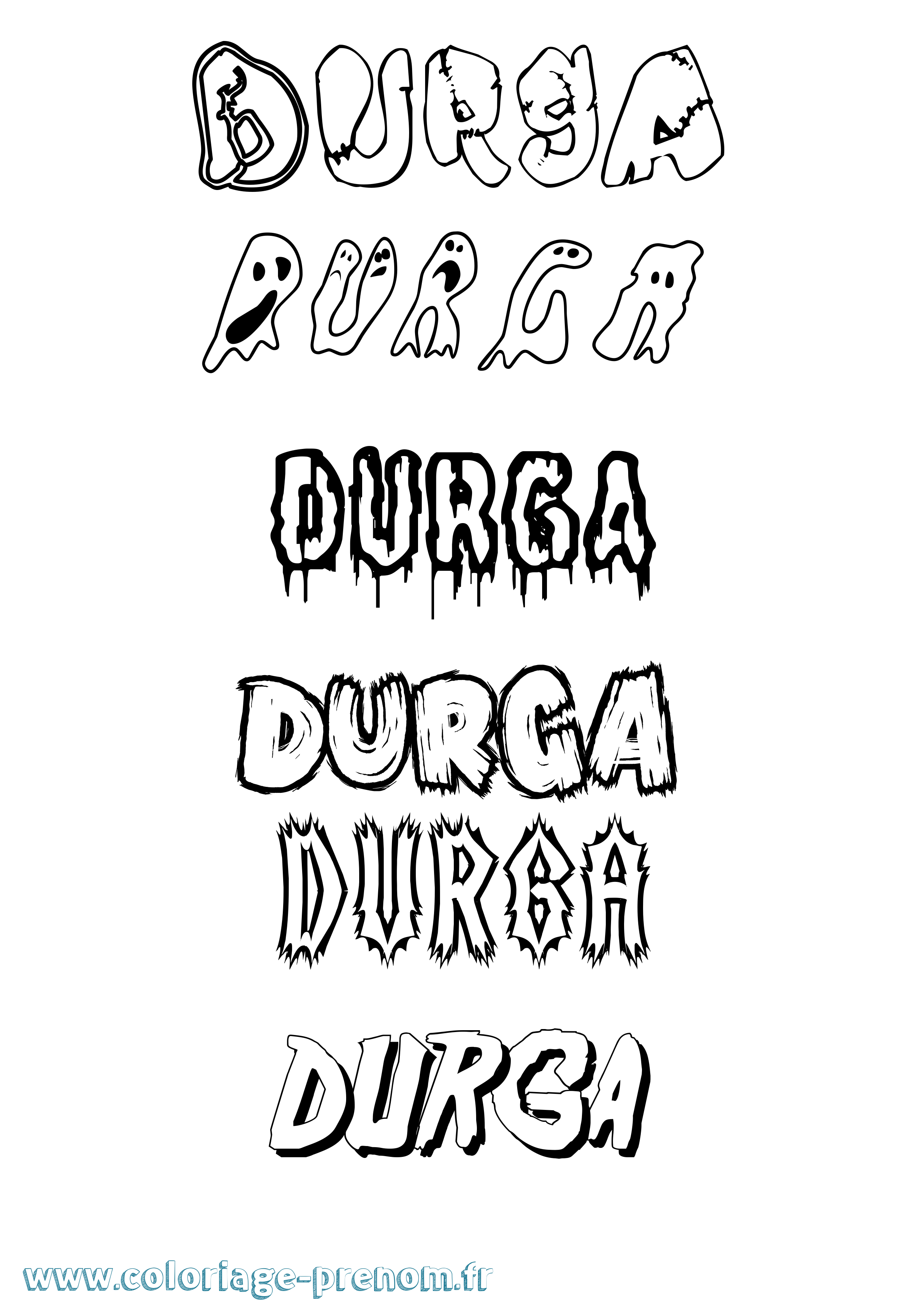 Coloriage Durga Frisson Coloriage prénom Durga Frisson