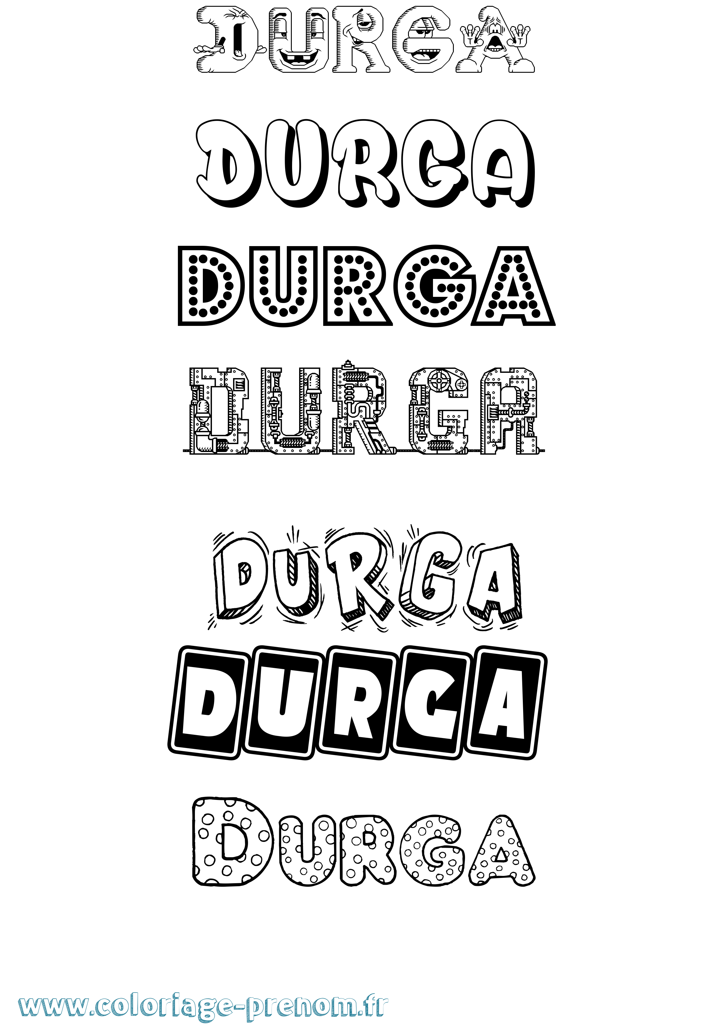 Coloriage prénom Durga Fun
