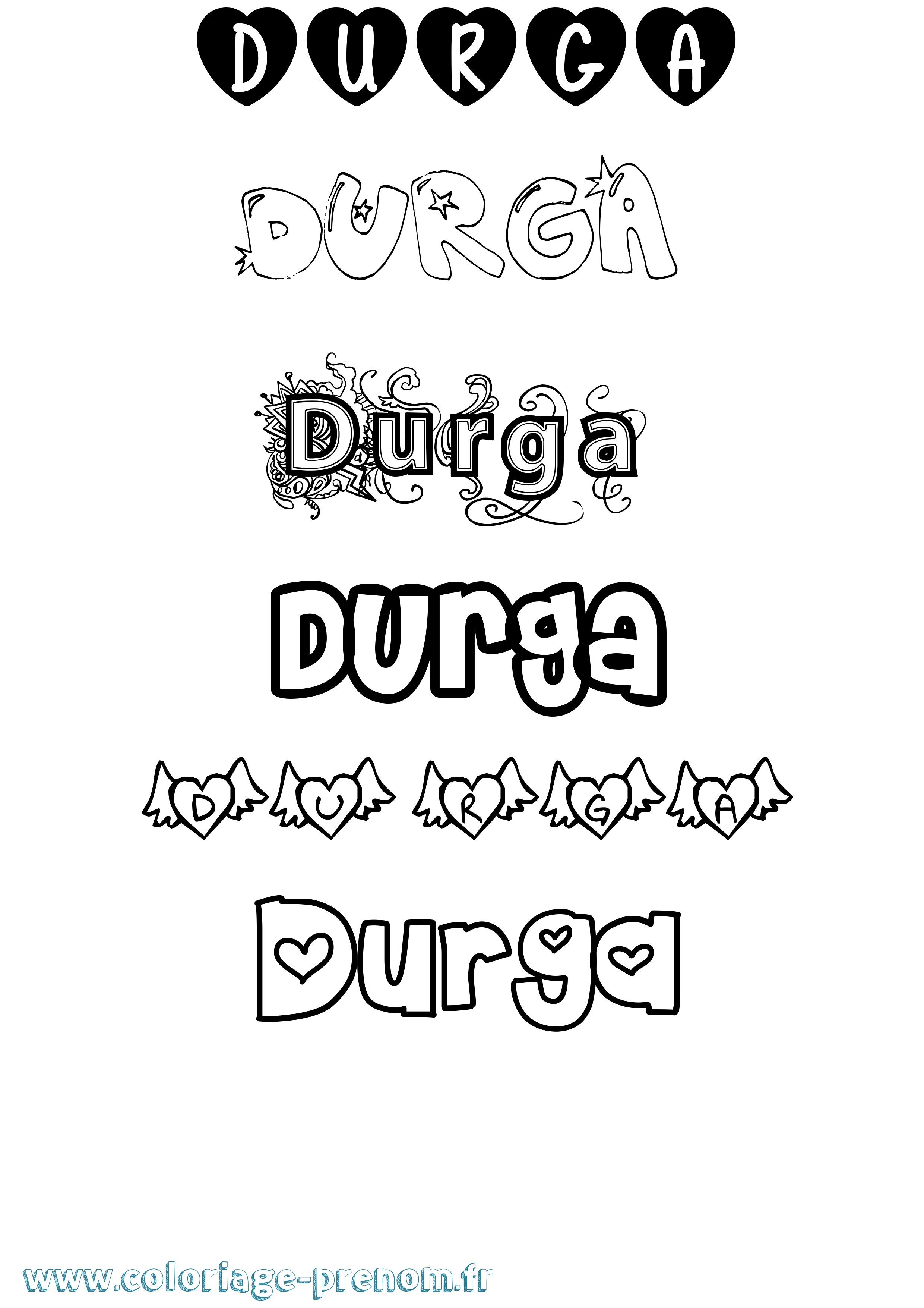 Coloriage Durga Girly Coloriage prénom Durga Girly