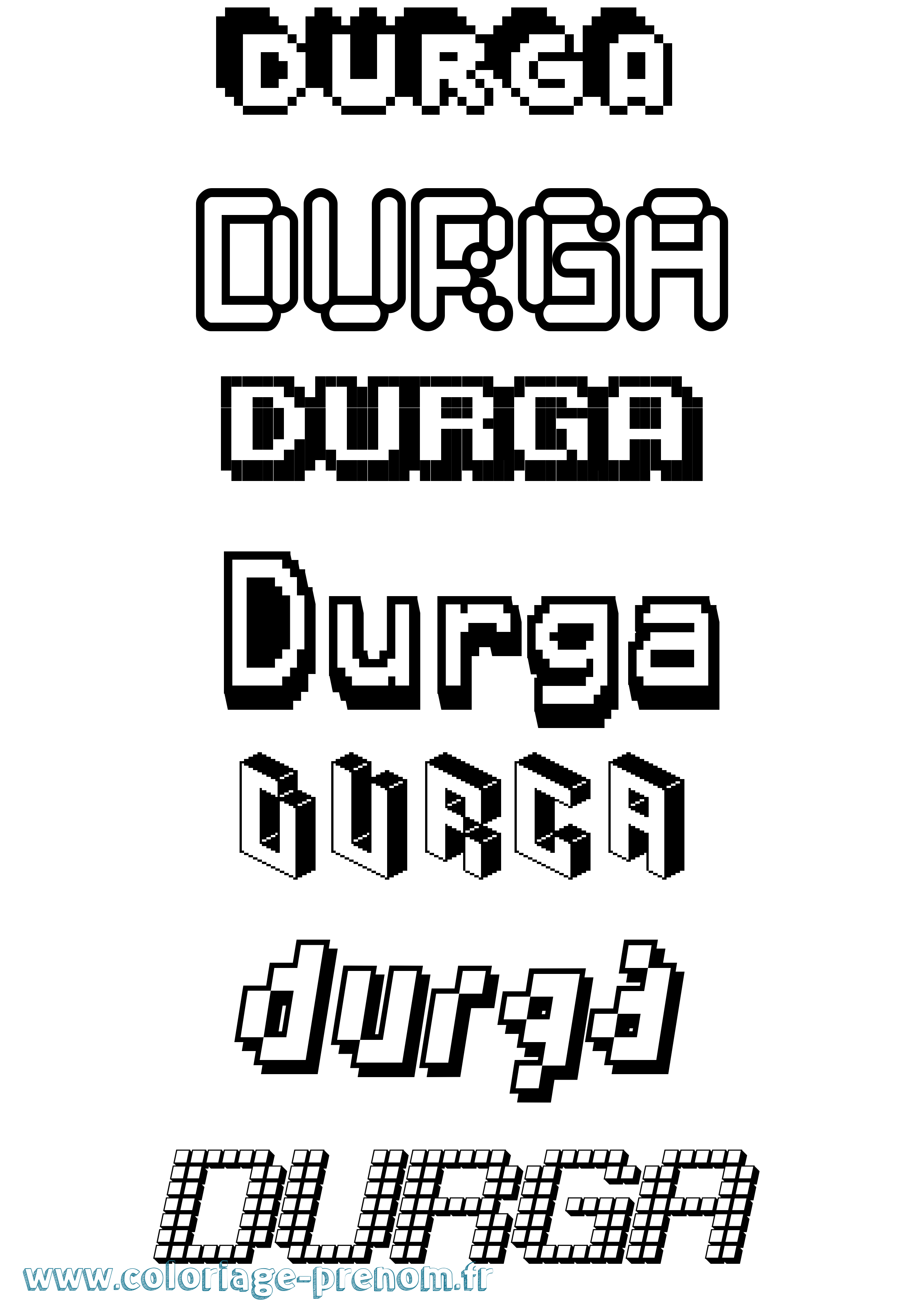 Coloriage prénom Durga Pixel