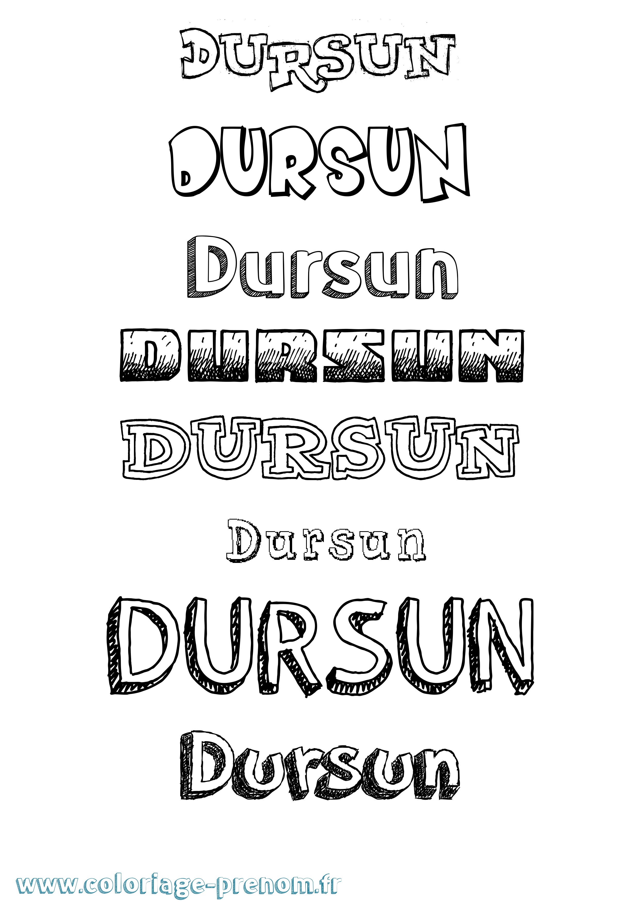 Coloriage prénom Dursun Dessiné
