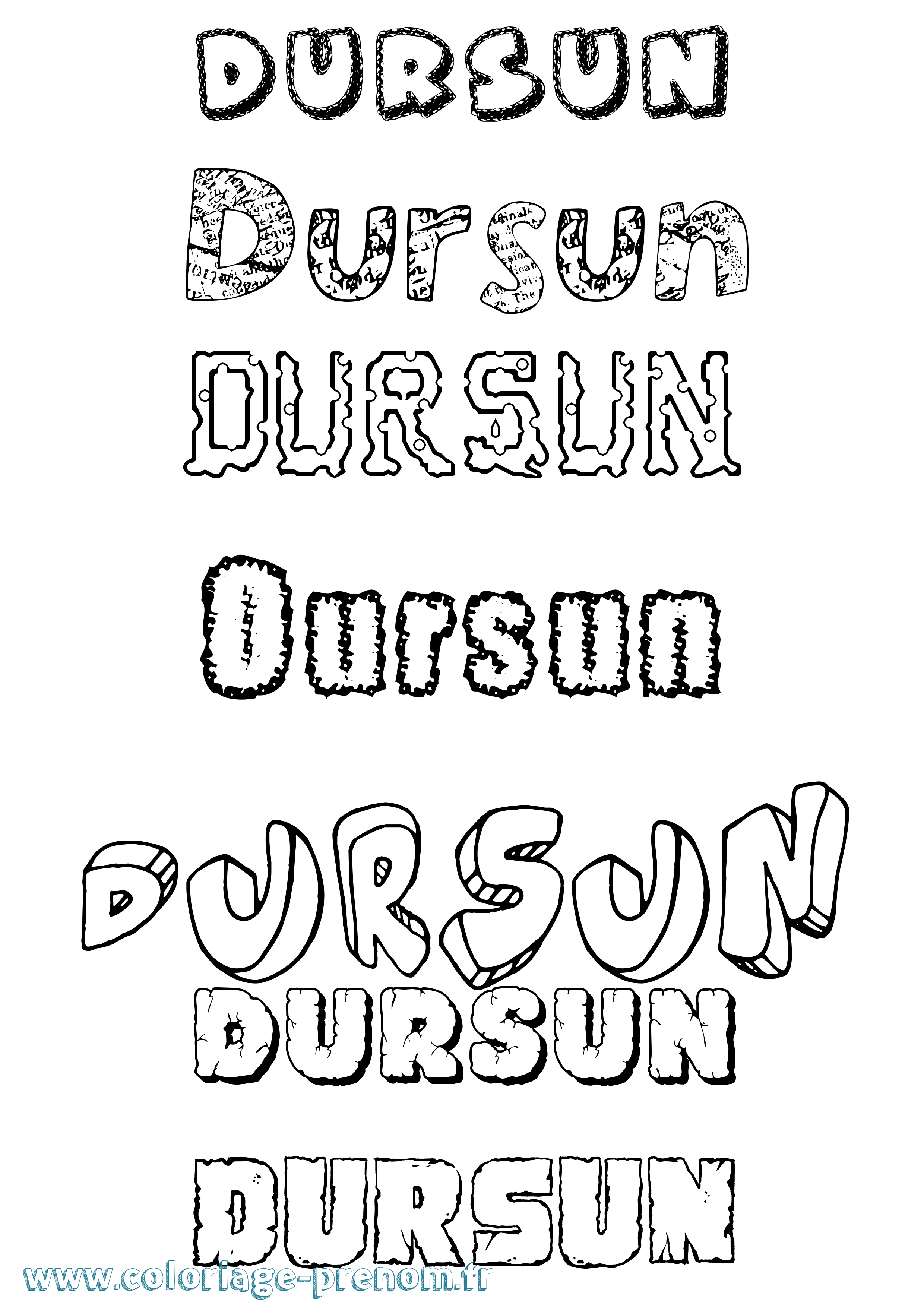Coloriage prénom Dursun Destructuré