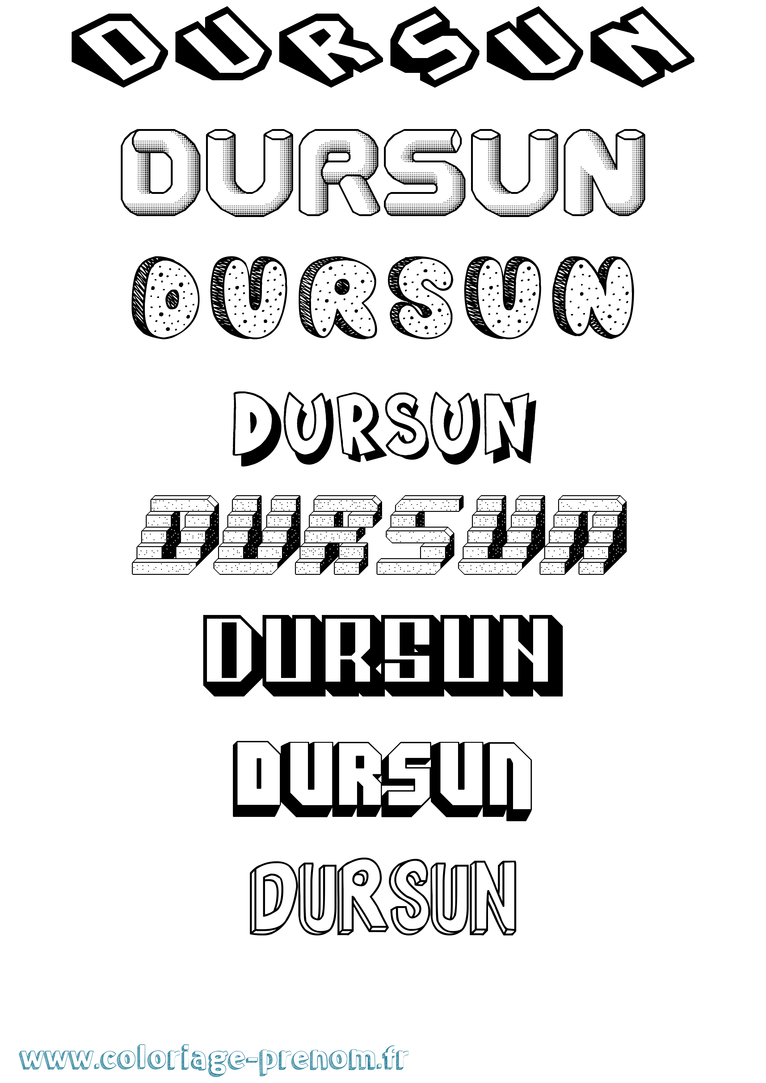 Coloriage prénom Dursun Effet 3D