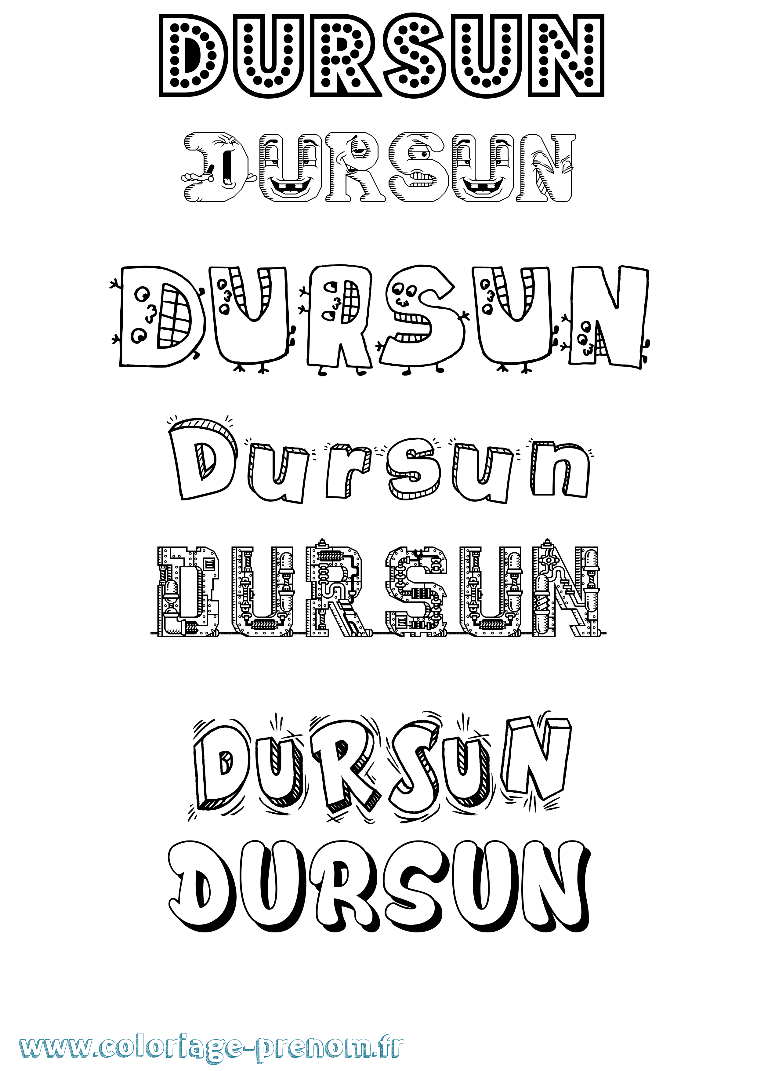 Coloriage prénom Dursun Fun