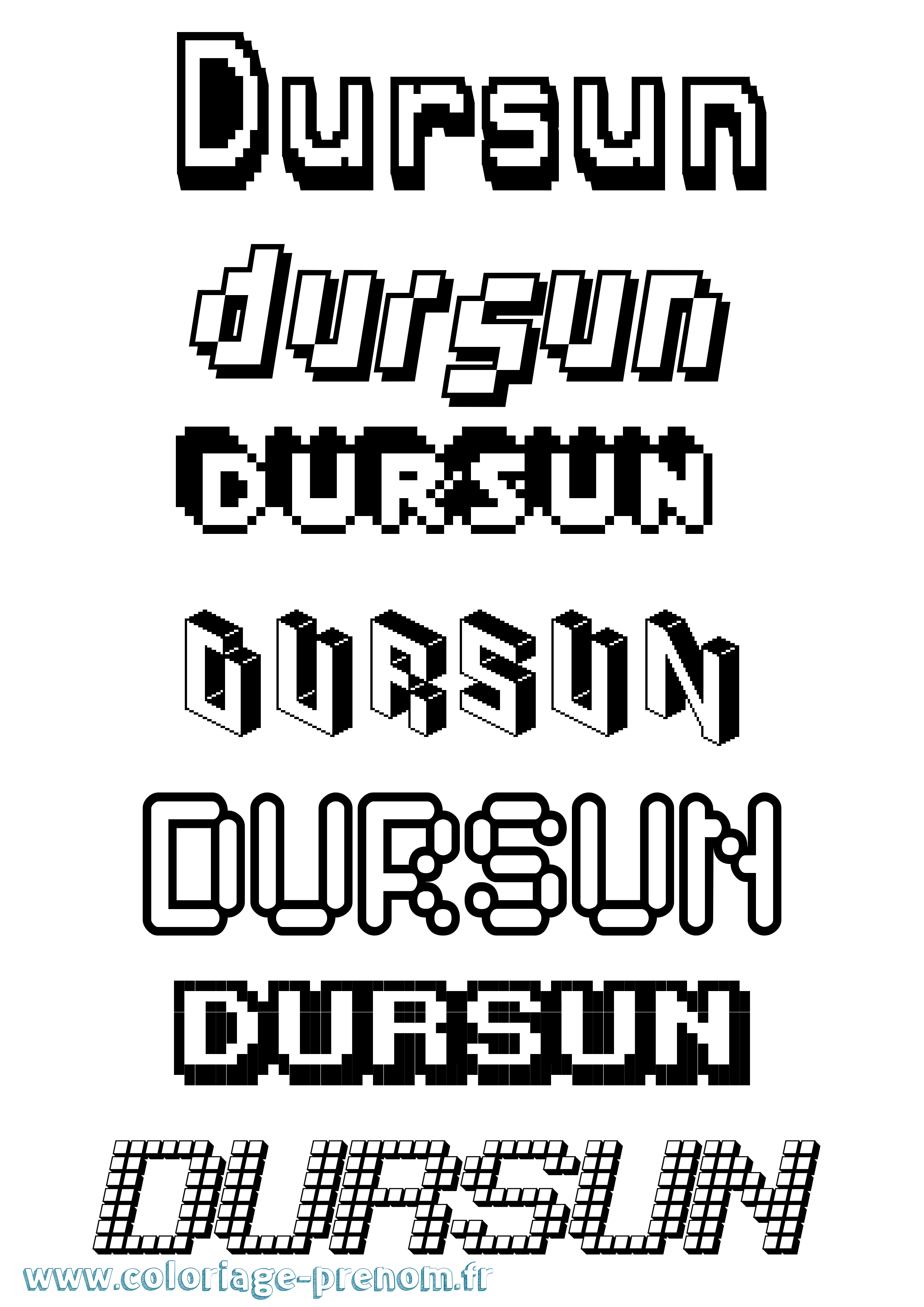 Coloriage prénom Dursun Pixel