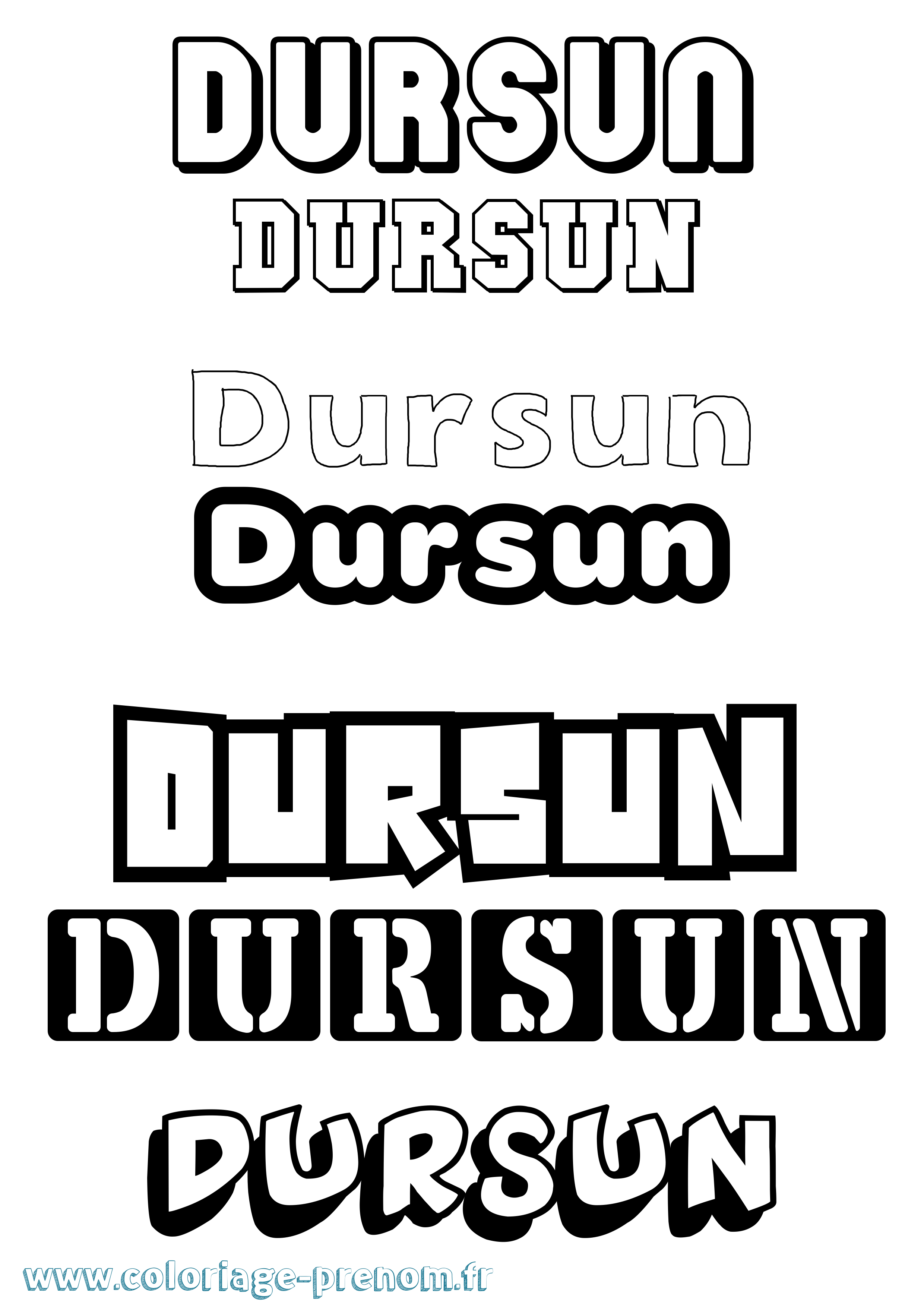 Coloriage prénom Dursun Simple