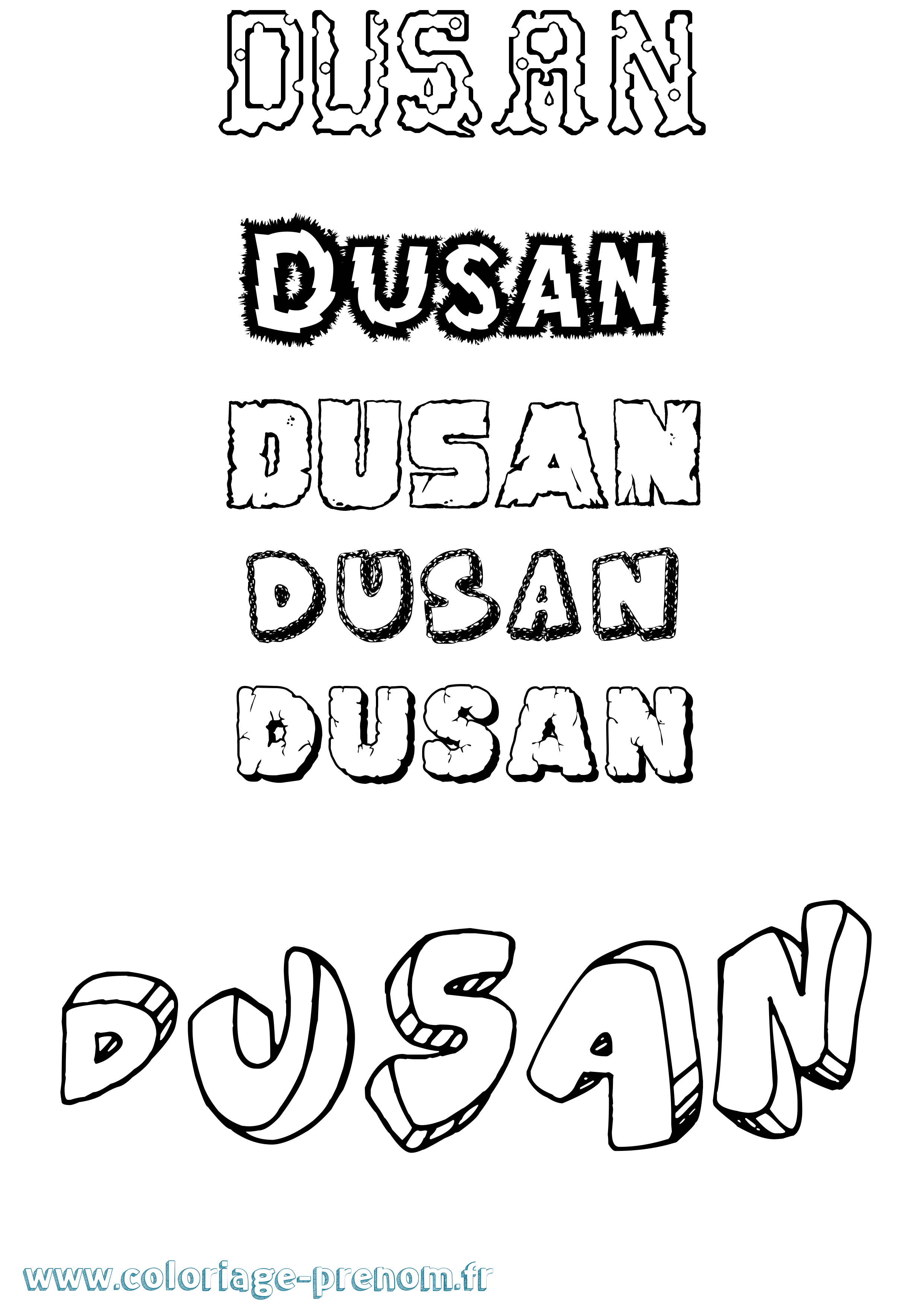 Coloriage prénom Dusan Destructuré