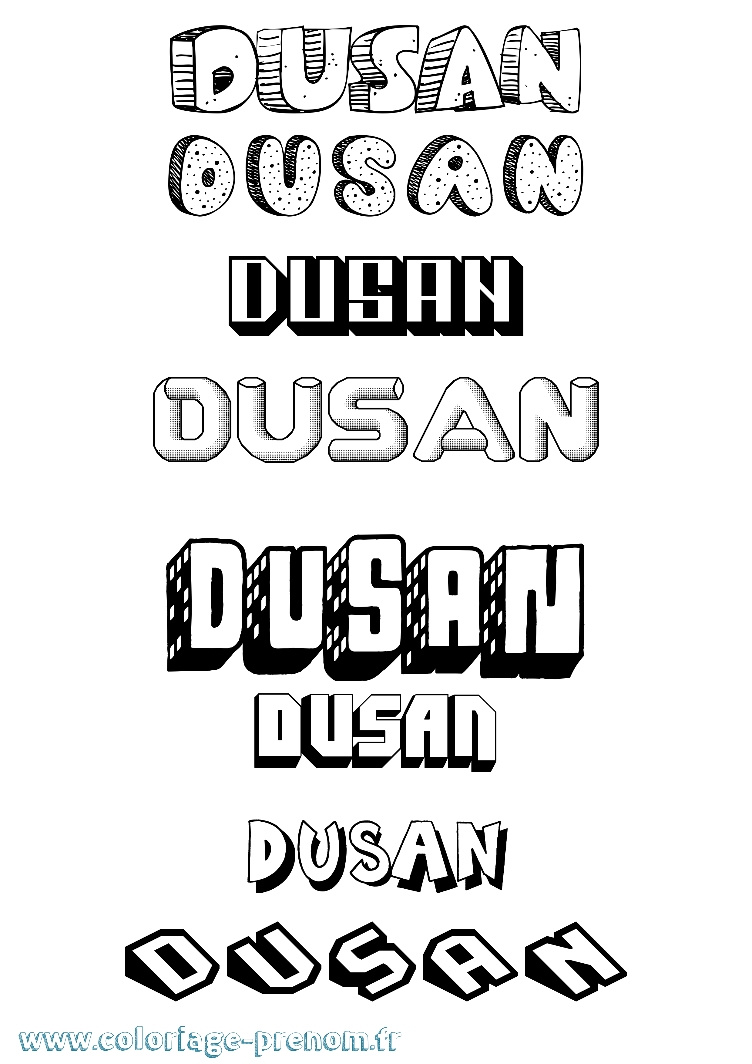 Coloriage prénom Dusan Effet 3D