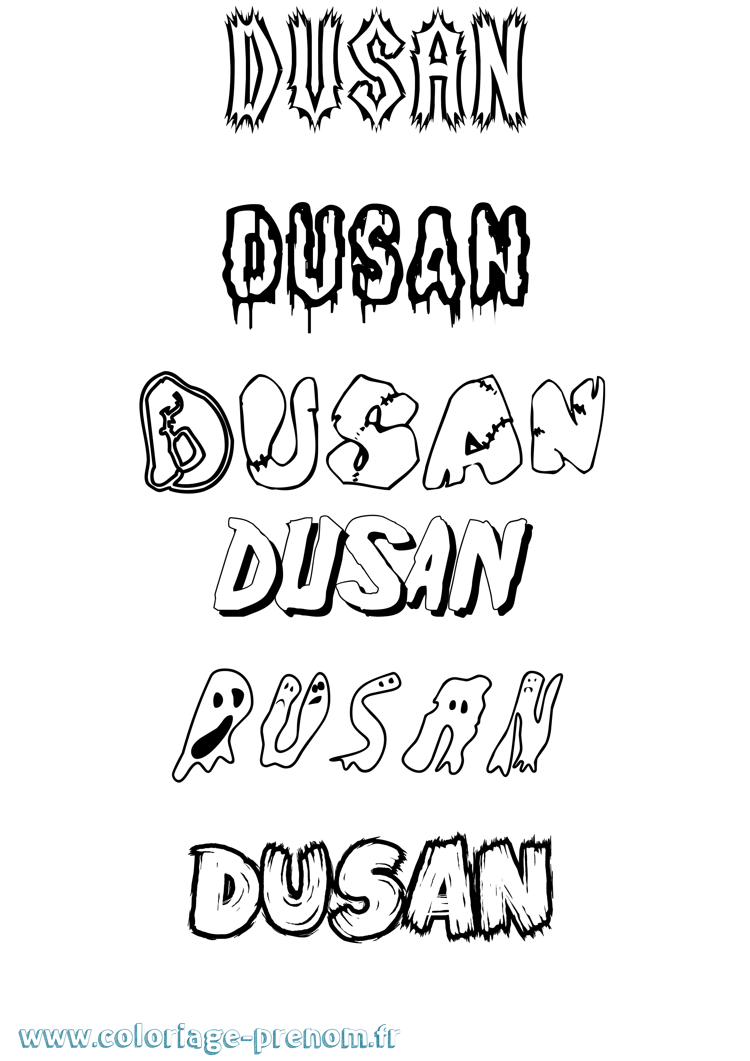 Coloriage prénom Dusan Frisson