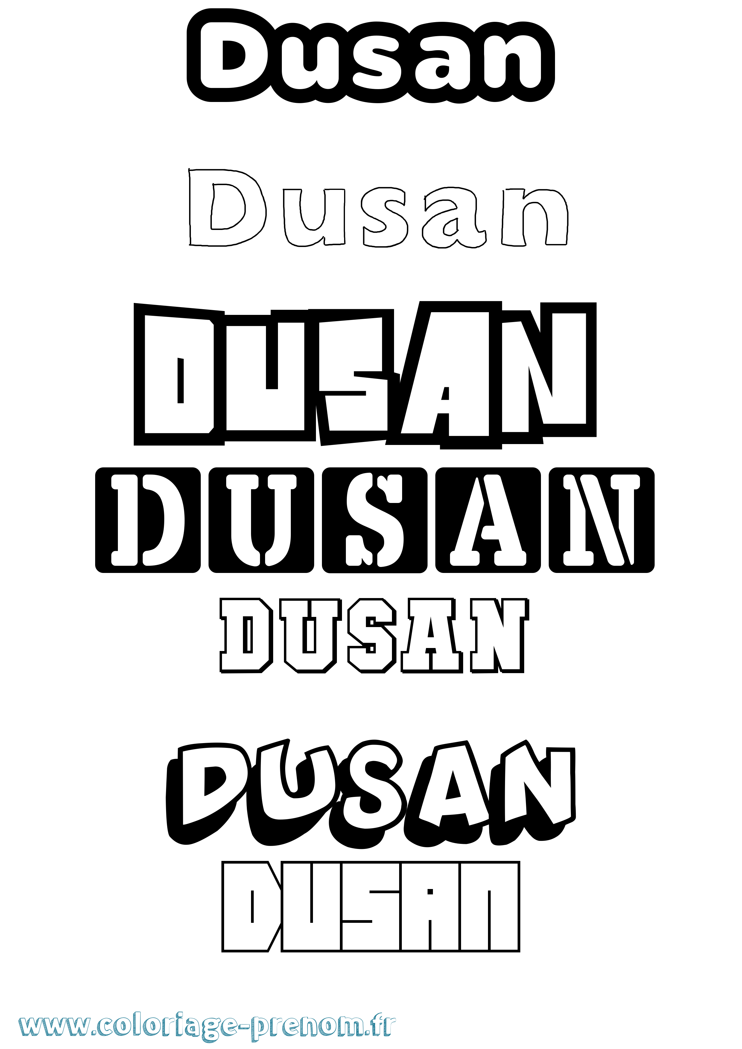 Coloriage prénom Dusan Simple