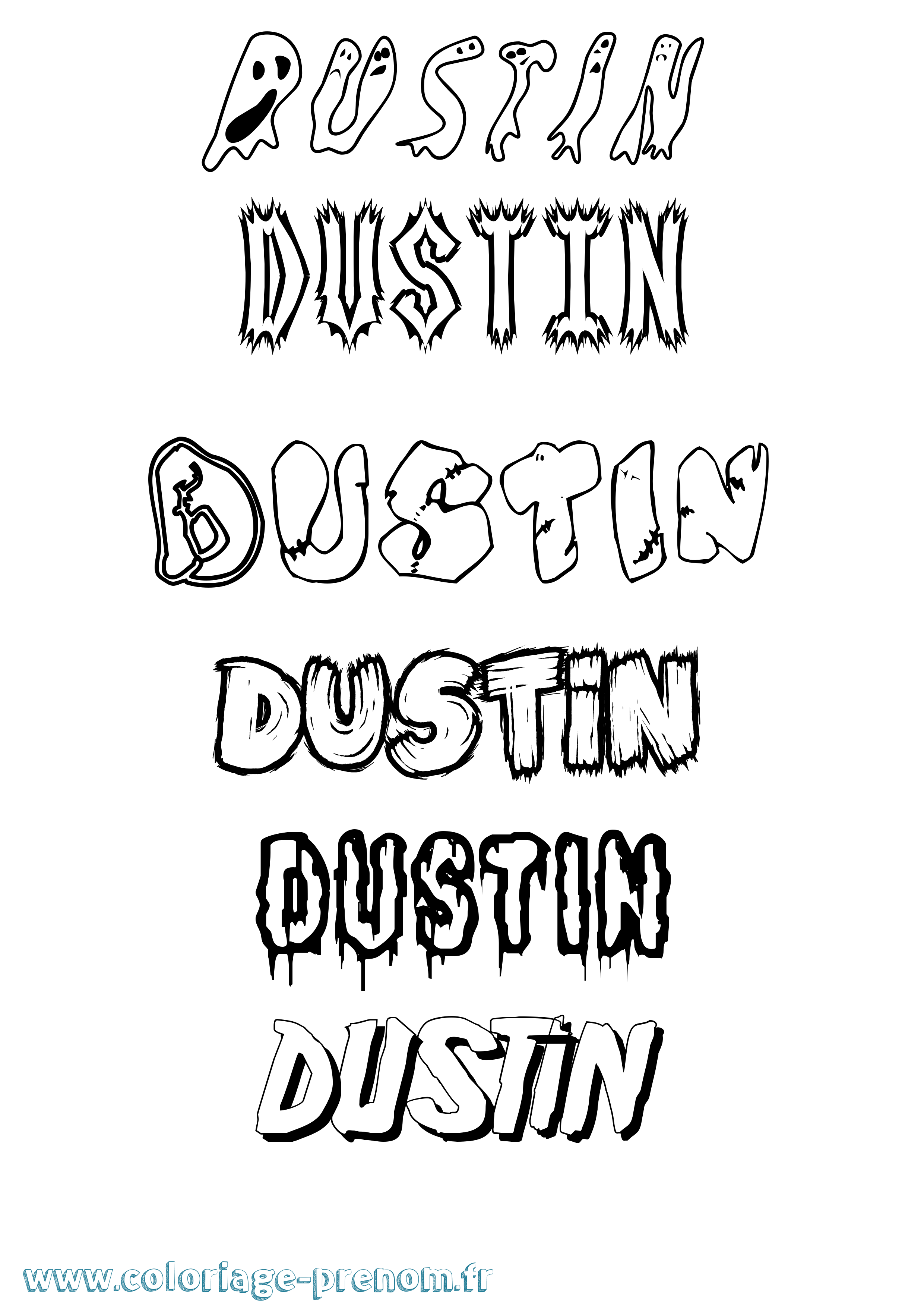 Coloriage prénom Dustin Frisson