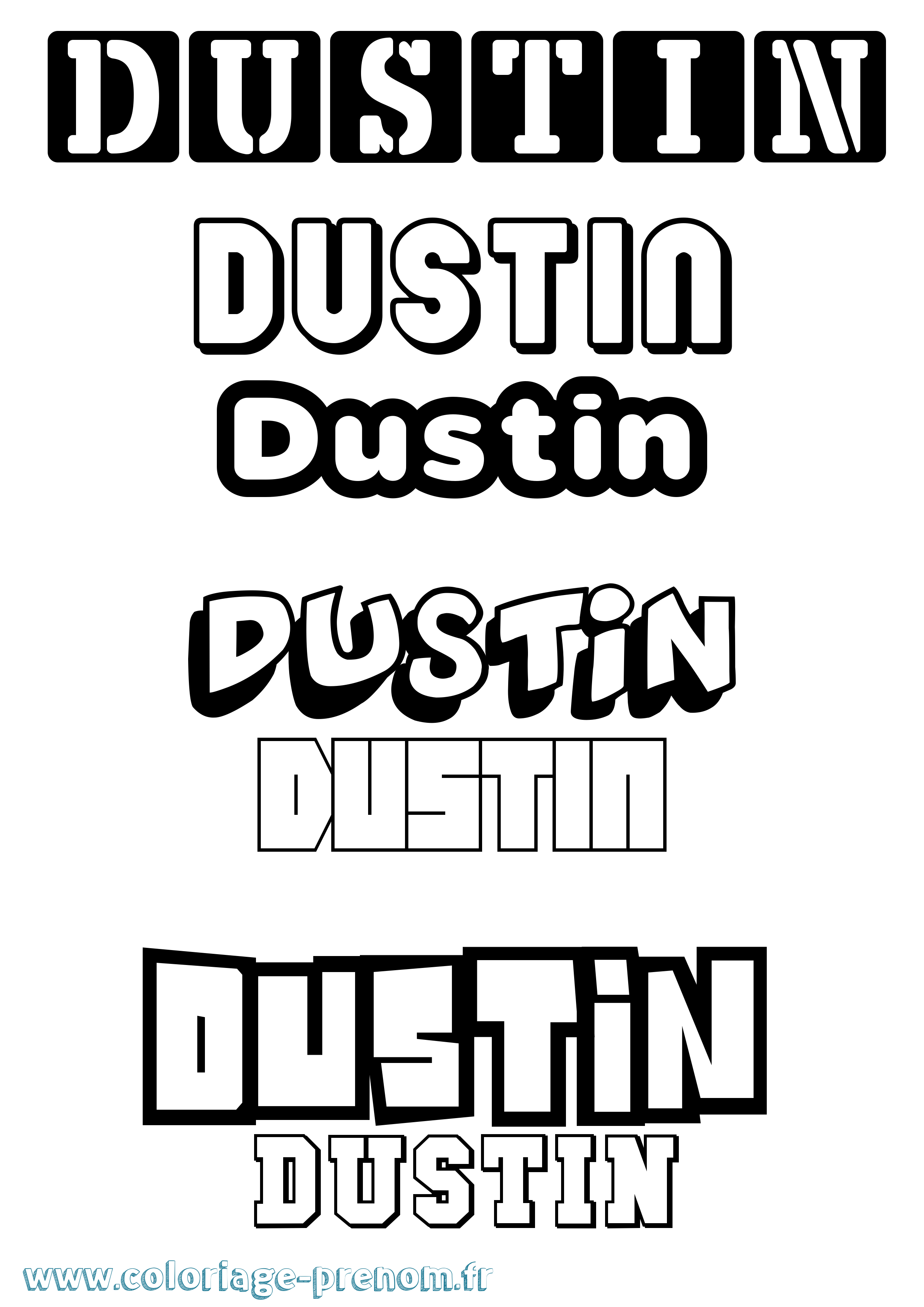 Coloriage prénom Dustin Simple