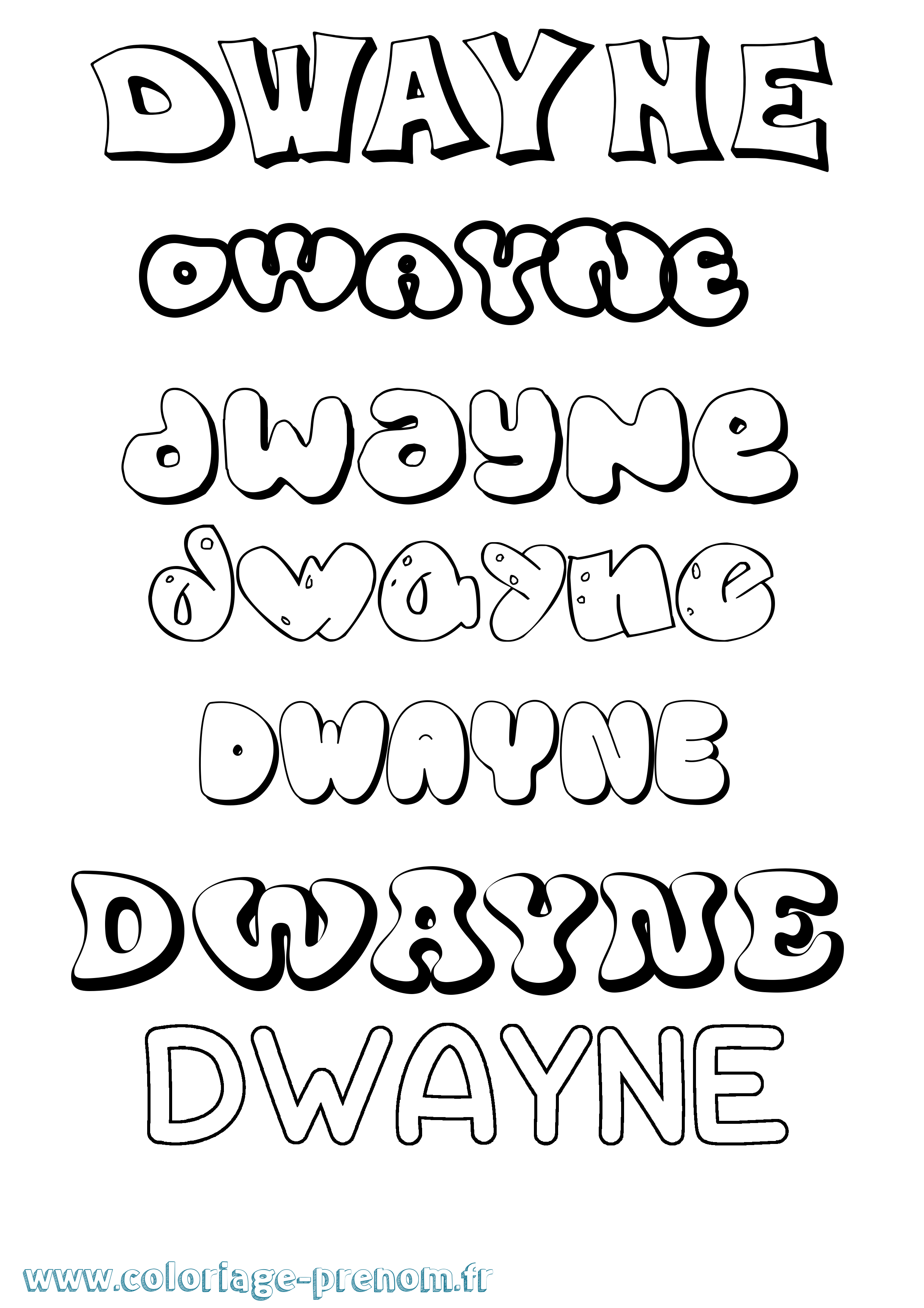Coloriage prénom Dwayne Bubble