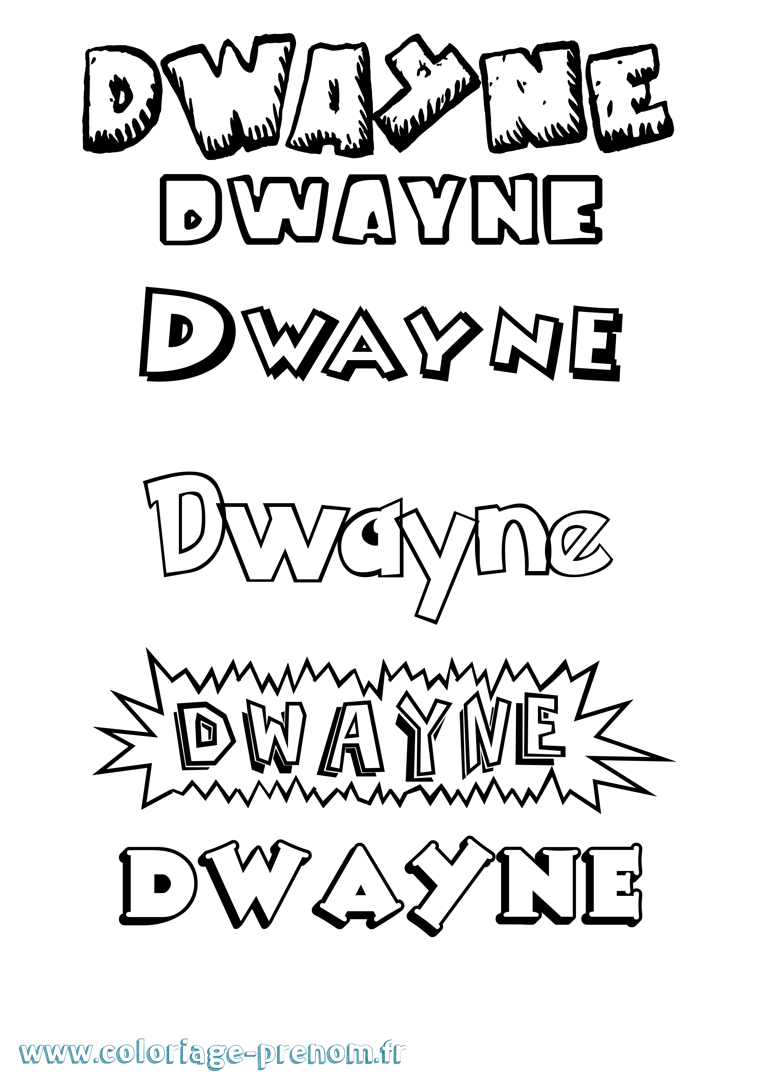Coloriage prénom Dwayne Dessin Animé