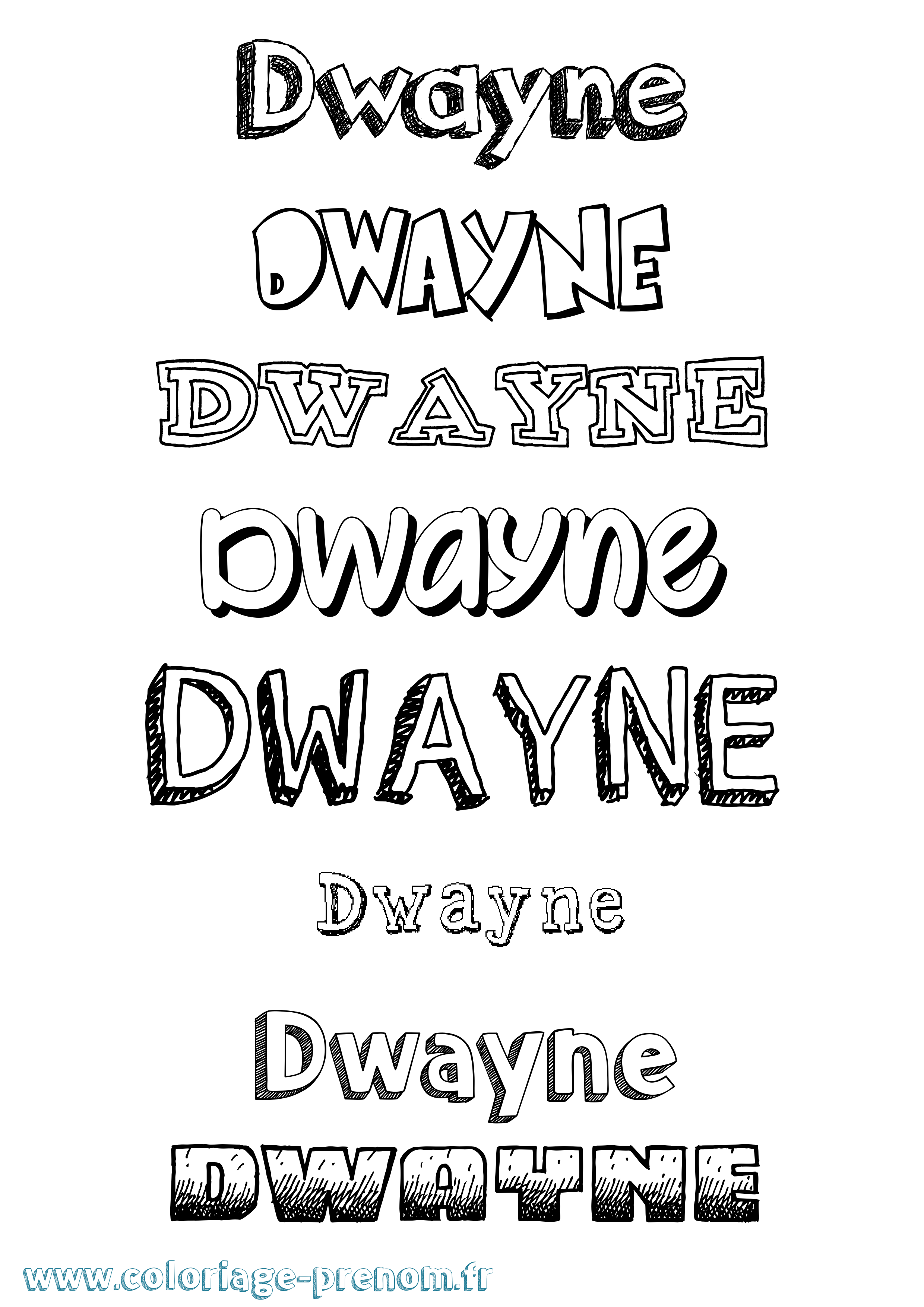 Coloriage prénom Dwayne Dessiné