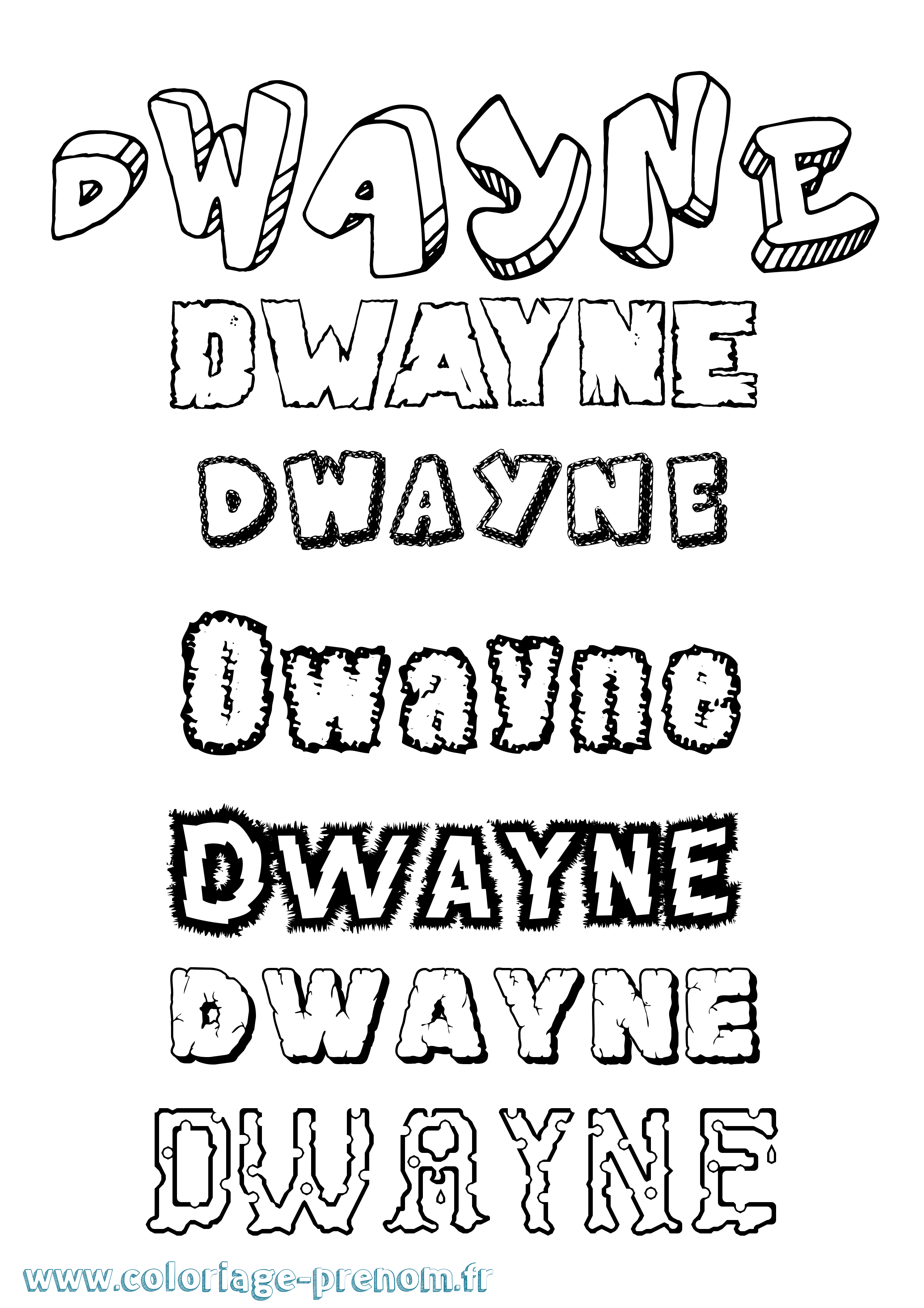 Coloriage prénom Dwayne Destructuré