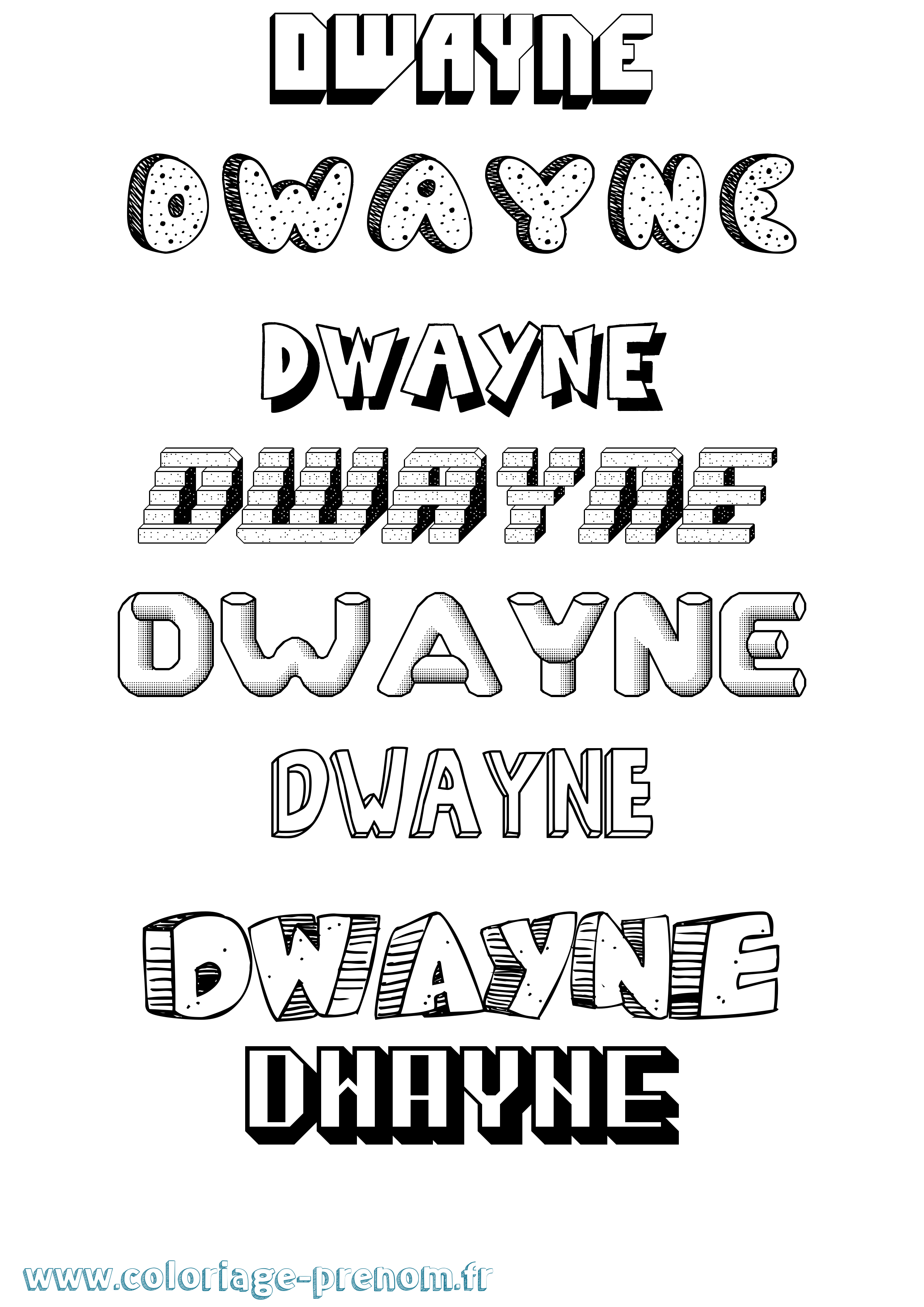 Coloriage prénom Dwayne Effet 3D