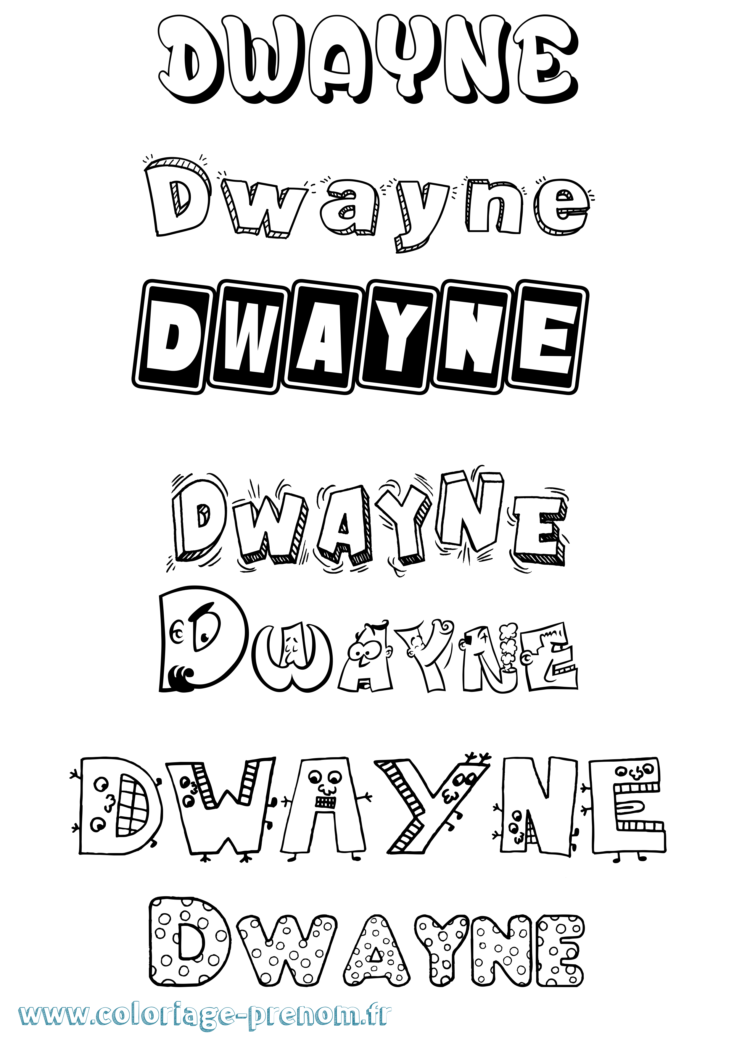 Coloriage prénom Dwayne Fun