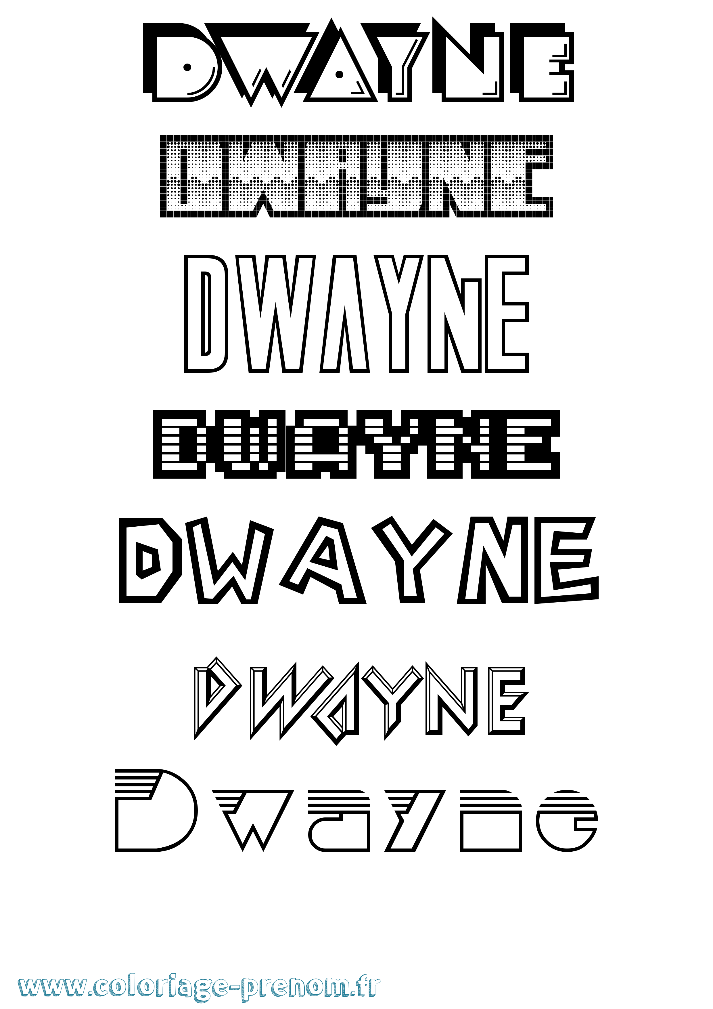Coloriage prénom Dwayne Jeux Vidéos