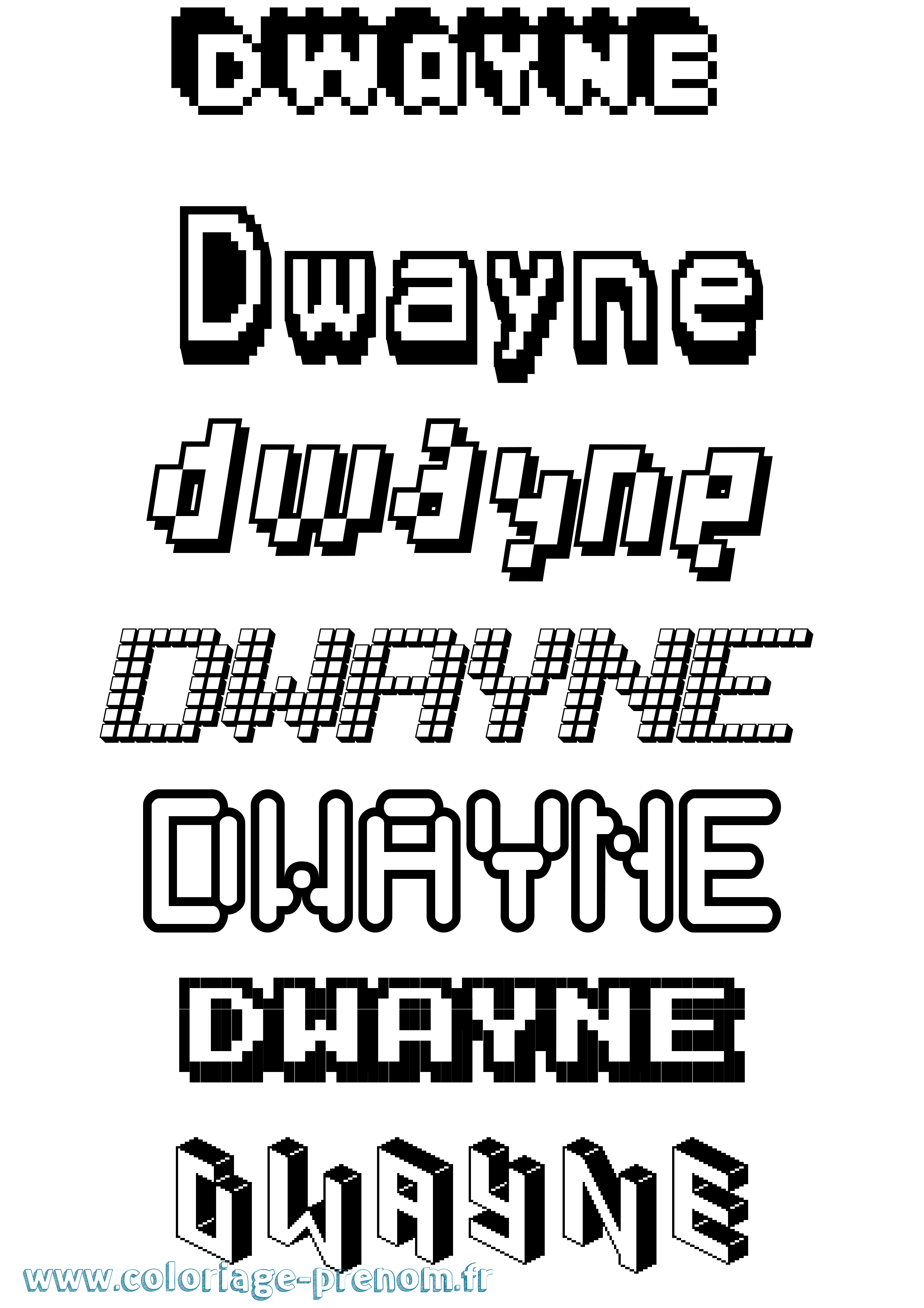 Coloriage prénom Dwayne Pixel