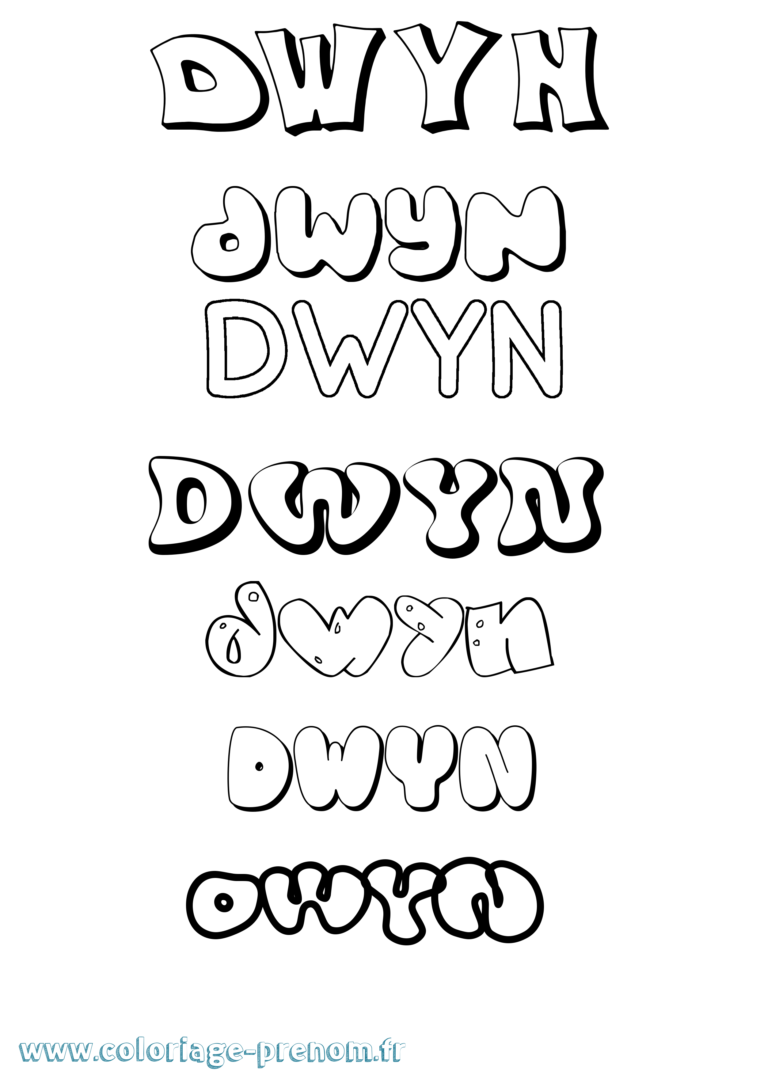 Coloriage Dwyn Bubble Coloriage prénom Dwyn Bubble