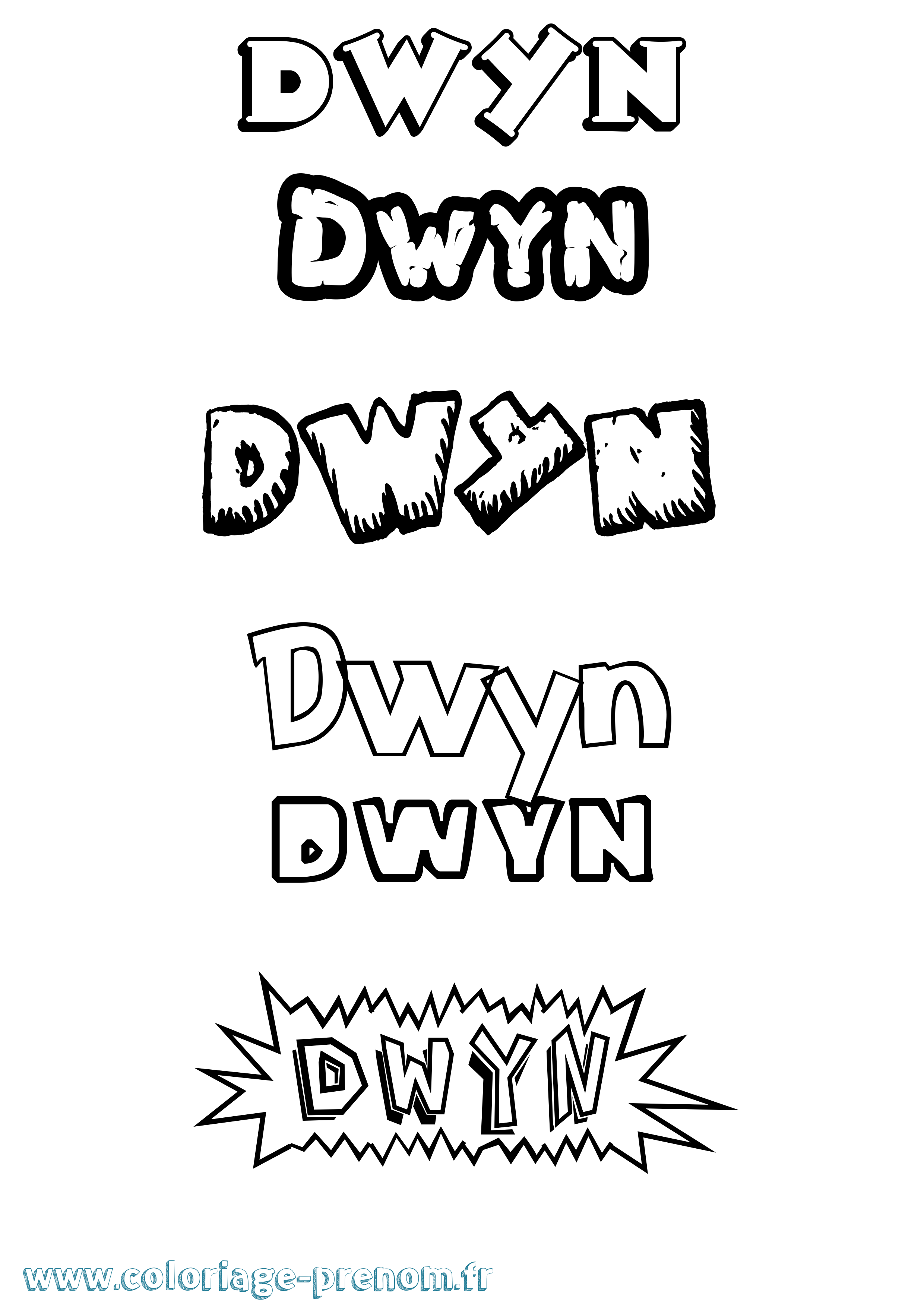 Coloriage Dwyn Dessin Animé Coloriage prénom Dwyn Dessin Animé