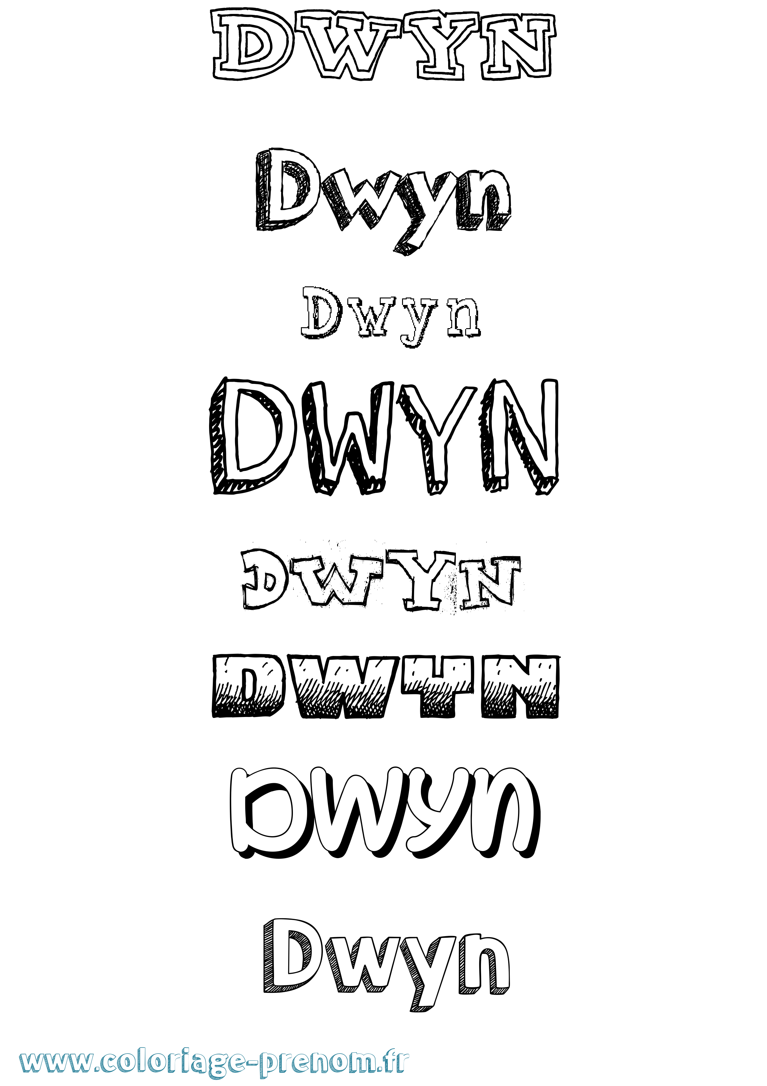 Coloriage prénom Dwyn Dessiné