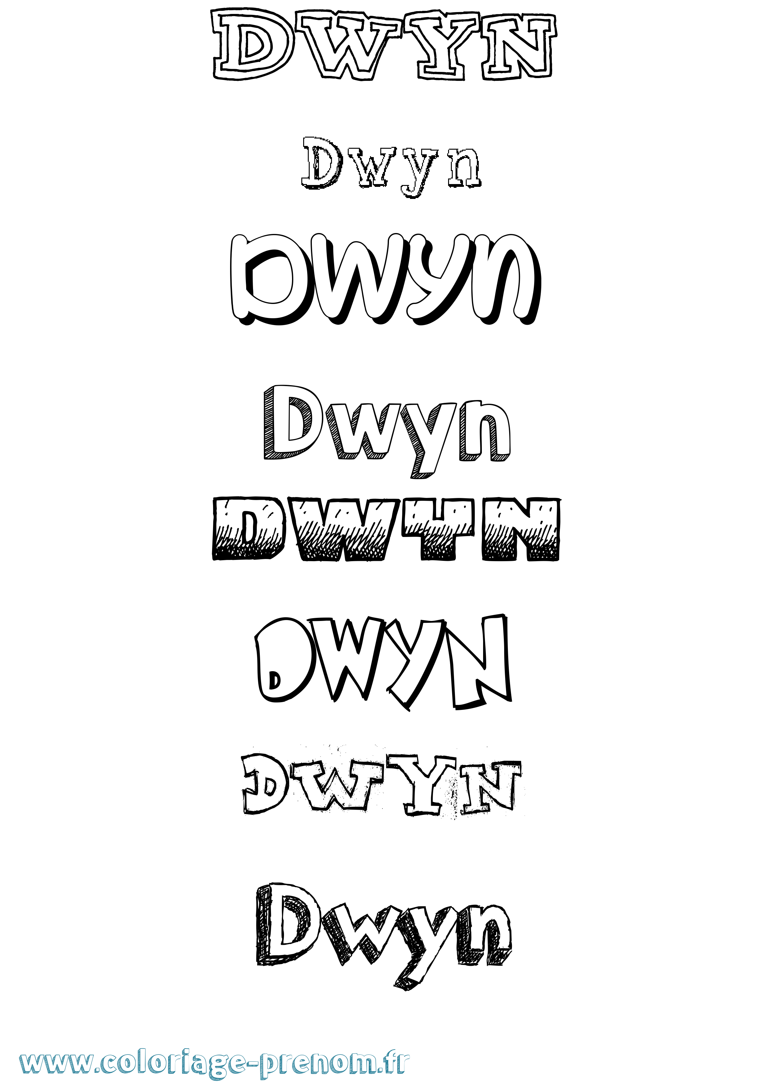 Coloriage Dwyn Dessiné Coloriage prénom Dwyn Dessiné