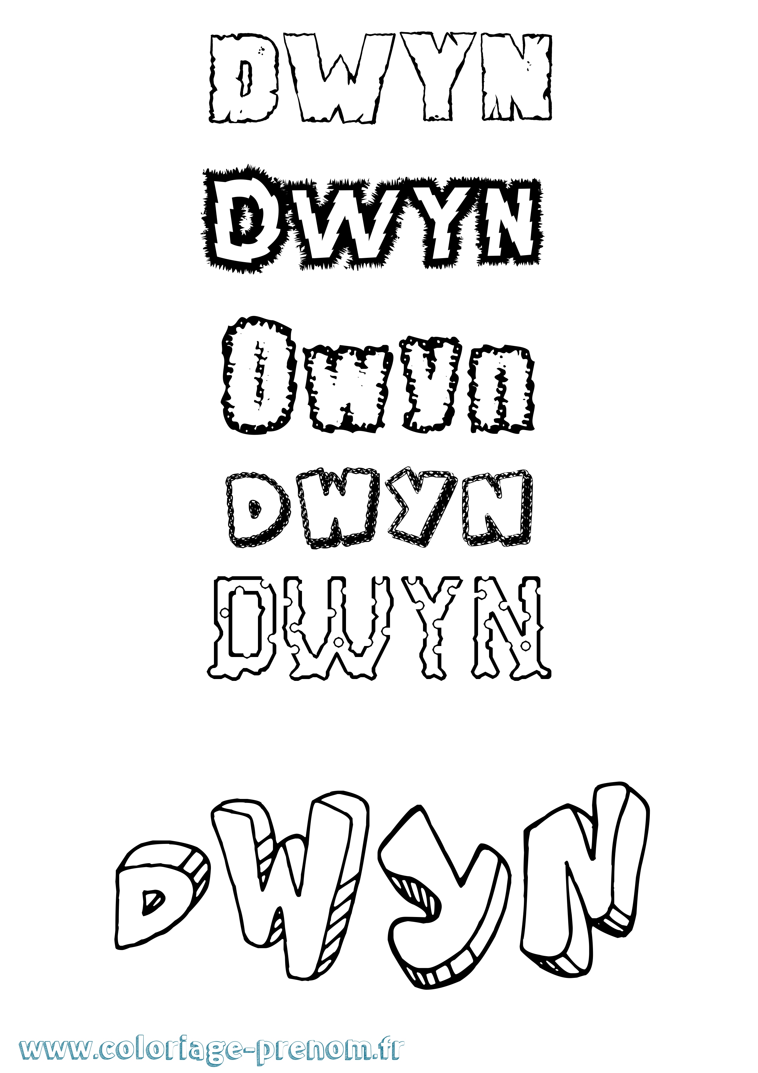 Coloriage Dwyn Destructuré Coloriage prénom Dwyn Destructuré