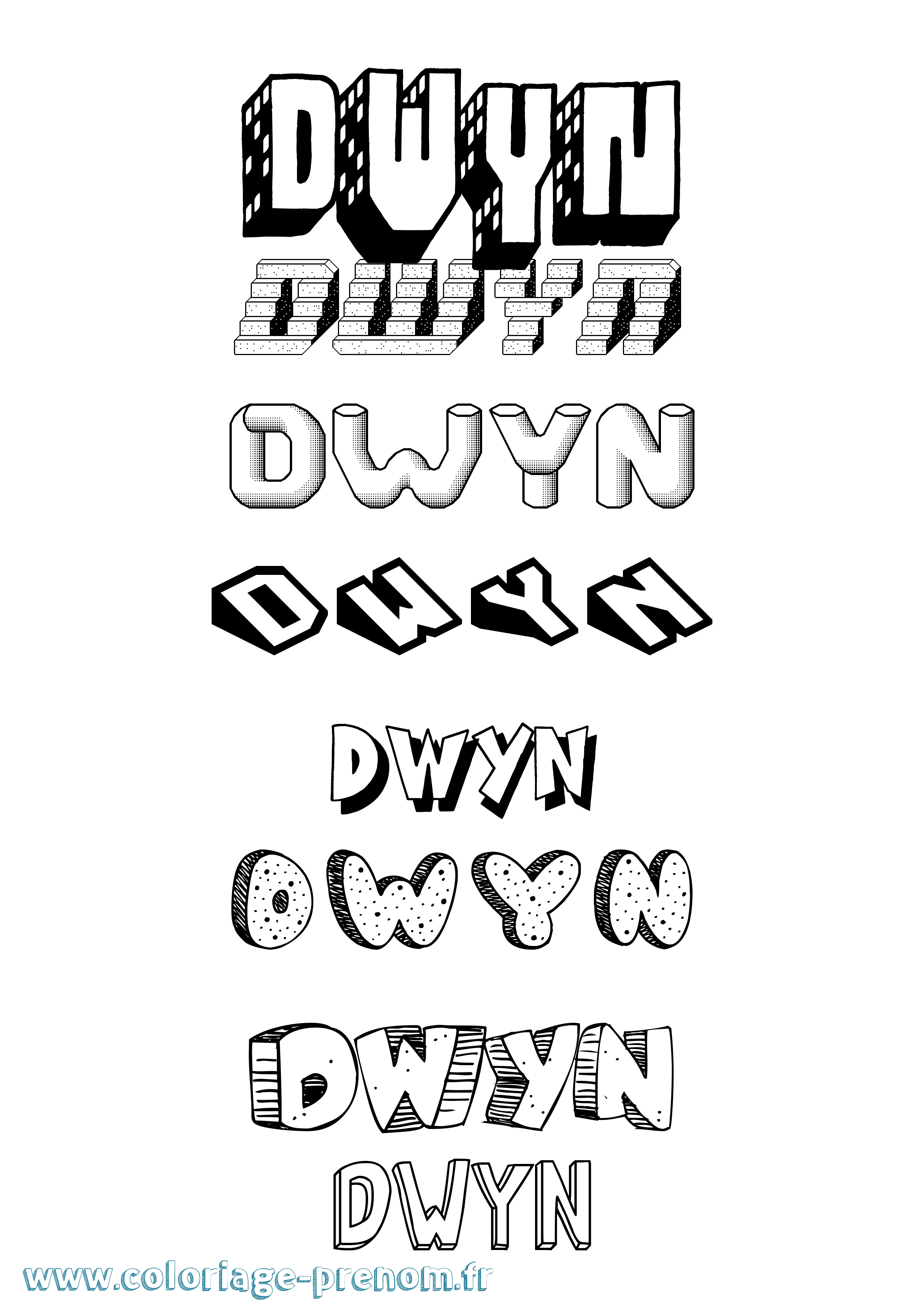 Coloriage Dwyn Effet 3D Coloriage prénom Dwyn Effet 3D