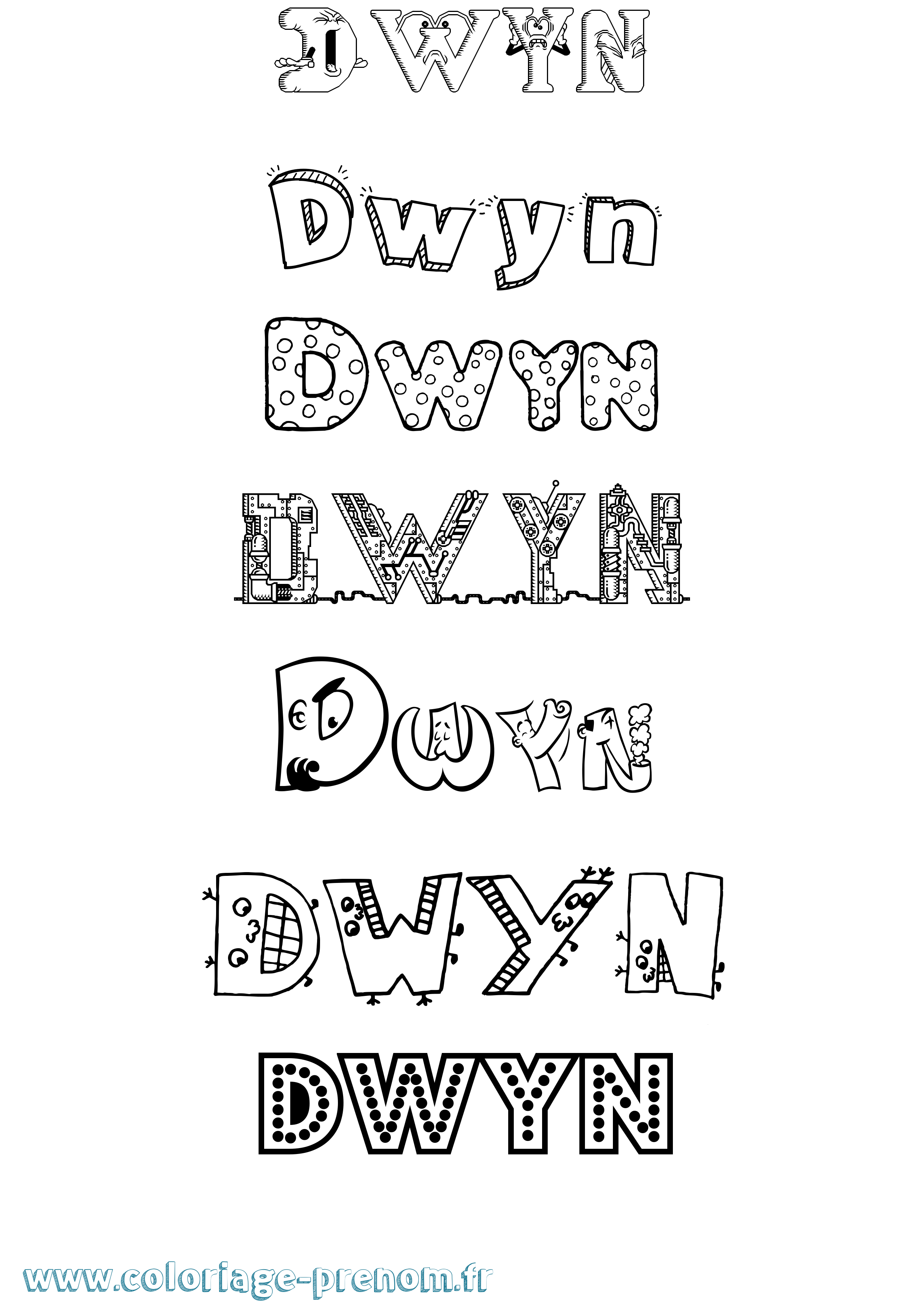 Coloriage Dwyn Fun Coloriage prénom Dwyn Fun