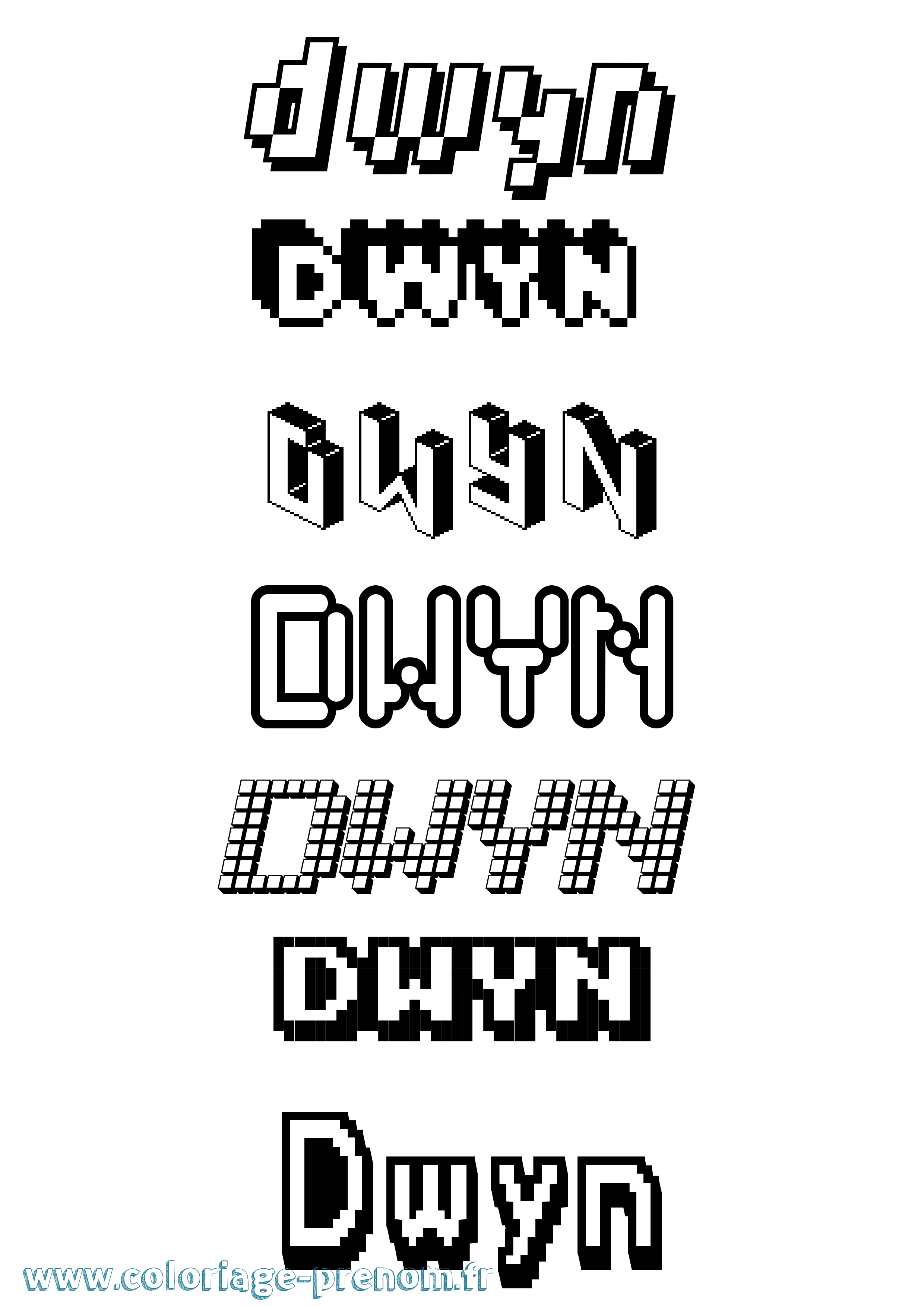 Coloriage Dwyn Pixel Coloriage prénom Dwyn Pixel