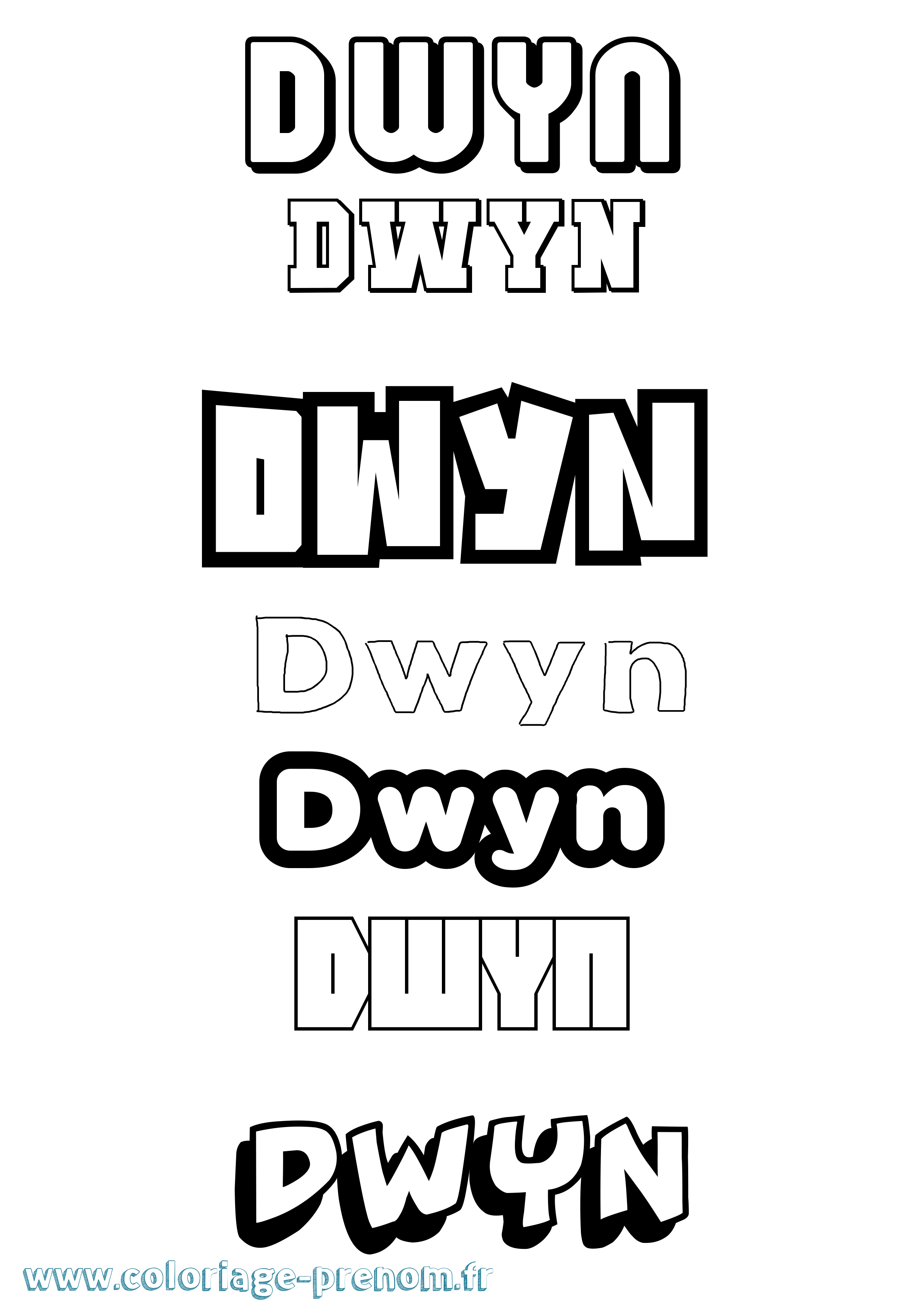 Coloriage prénom Dwyn Simple