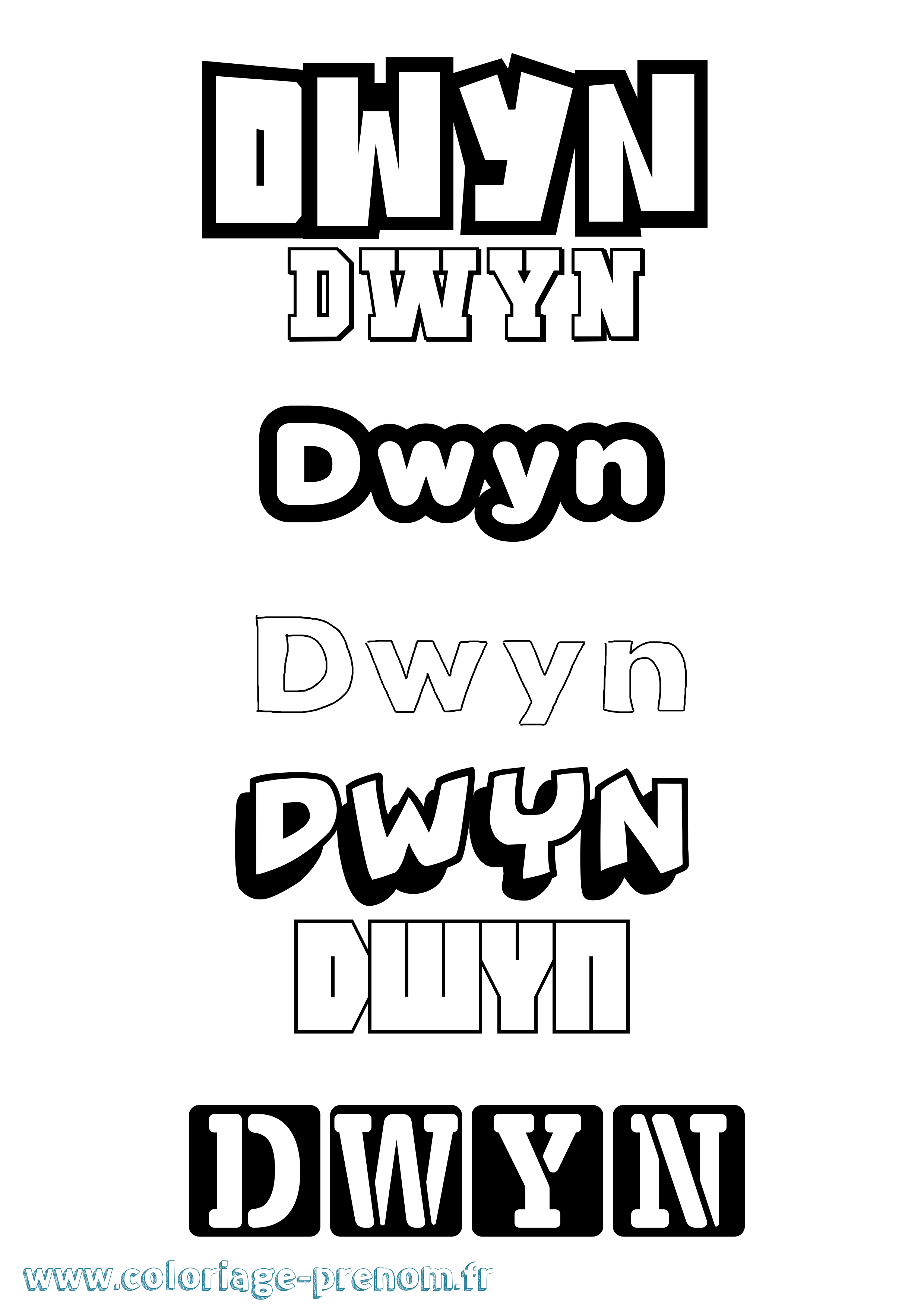 Coloriage Dwyn Simple Coloriage prénom Dwyn Simple