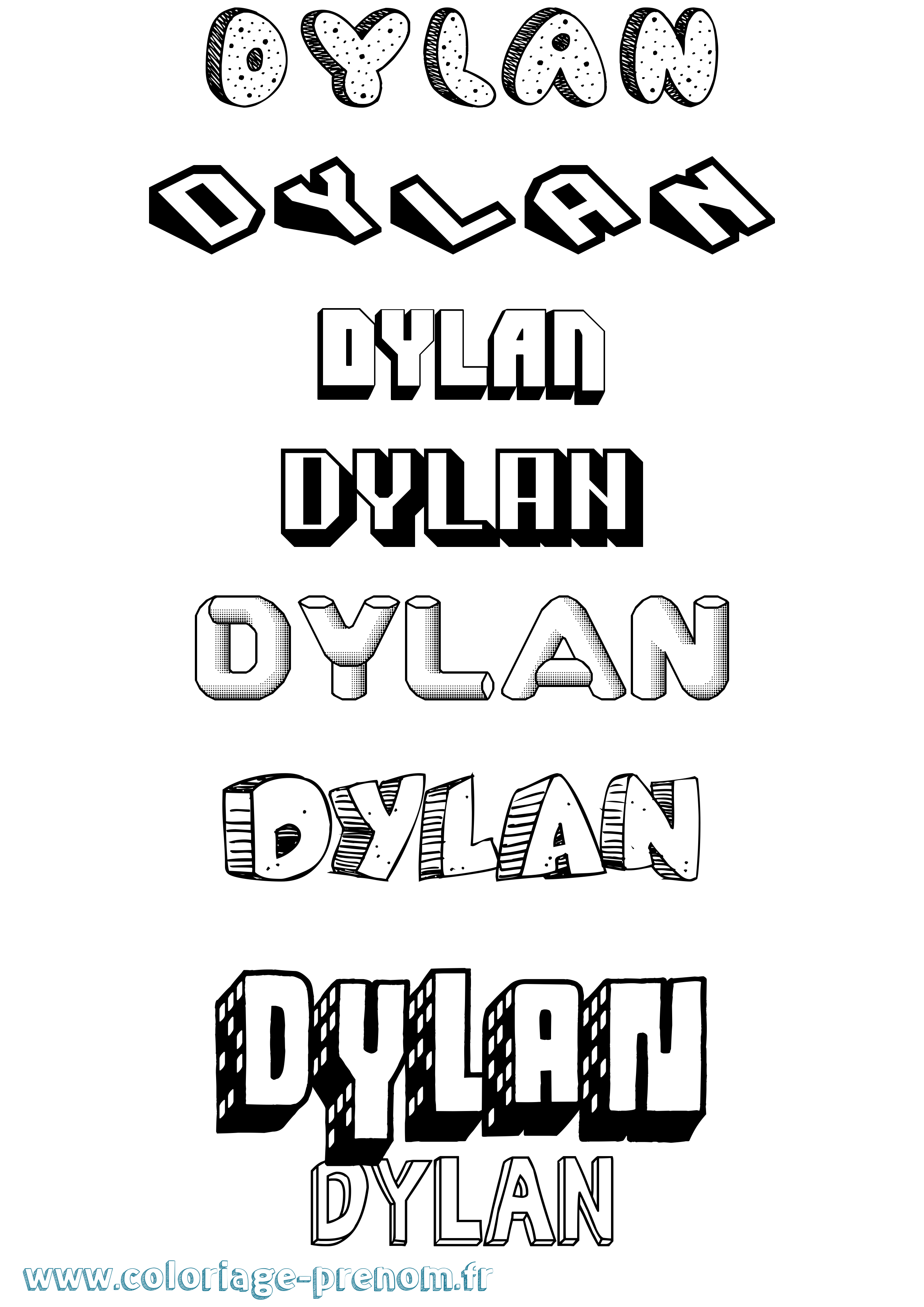 Coloriage prénom Dylan Effet 3D