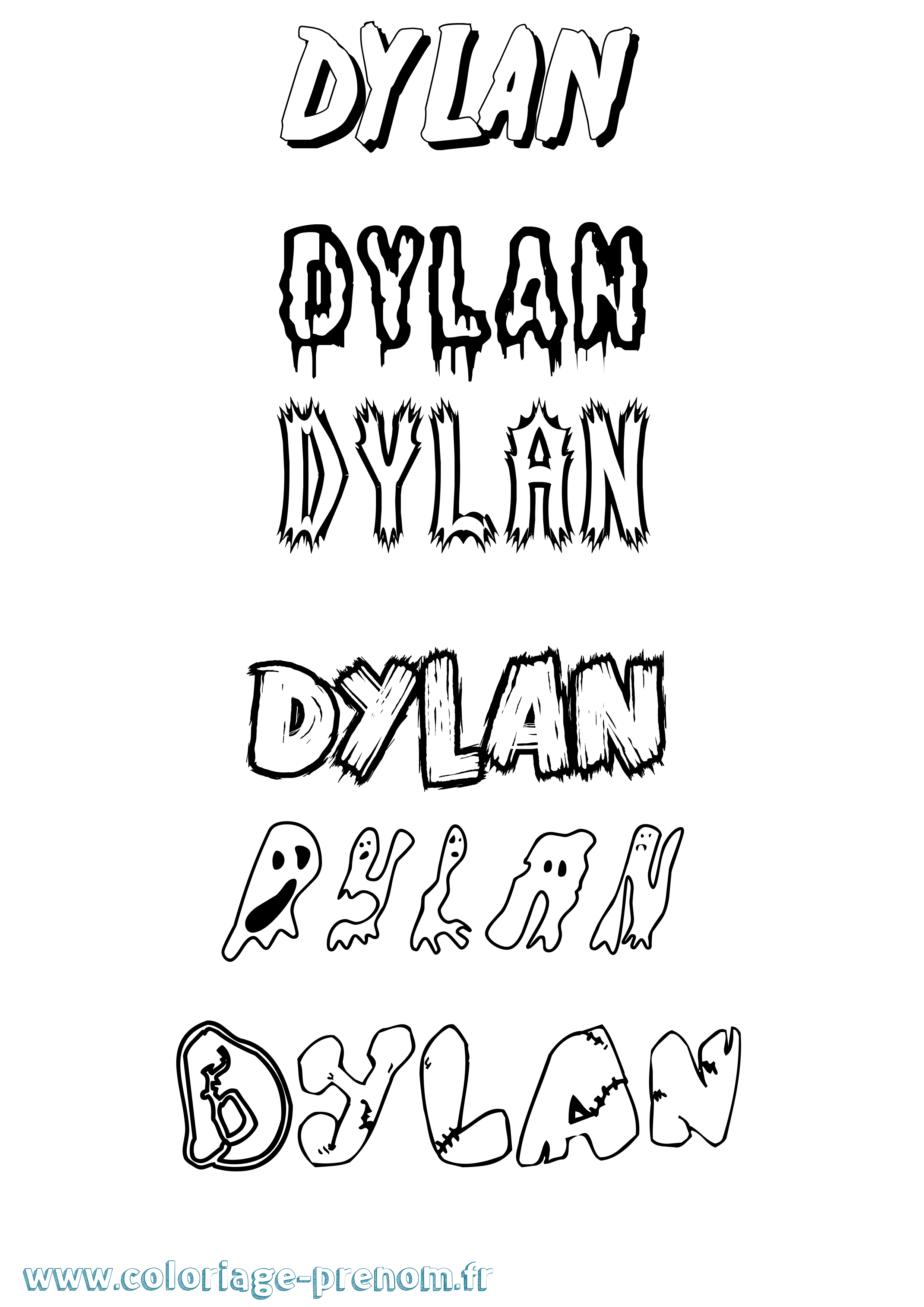 Coloriage prénom Dylan Frisson
