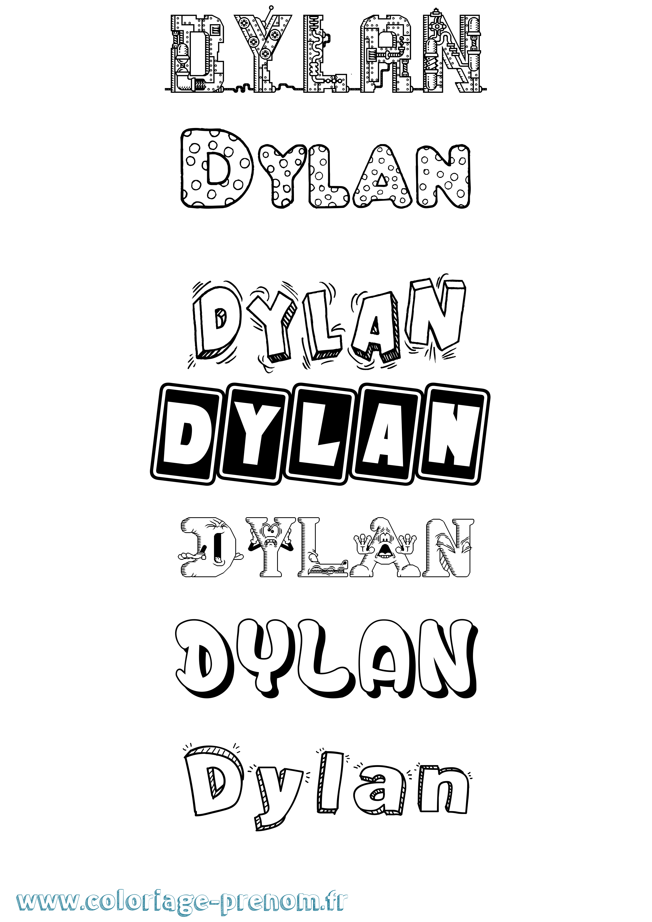Coloriage prénom Dylan Fun